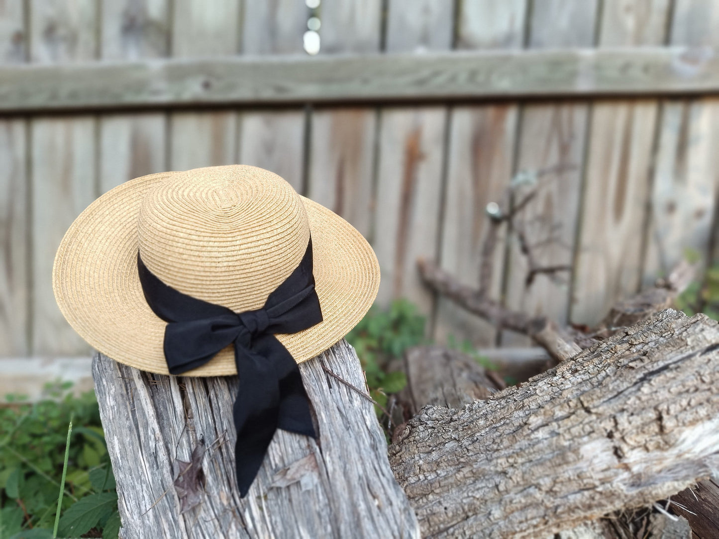 70s Scala Straw Hat|Vintage Summer hat with black bow| Cottage core chic minimalist ladylike hat