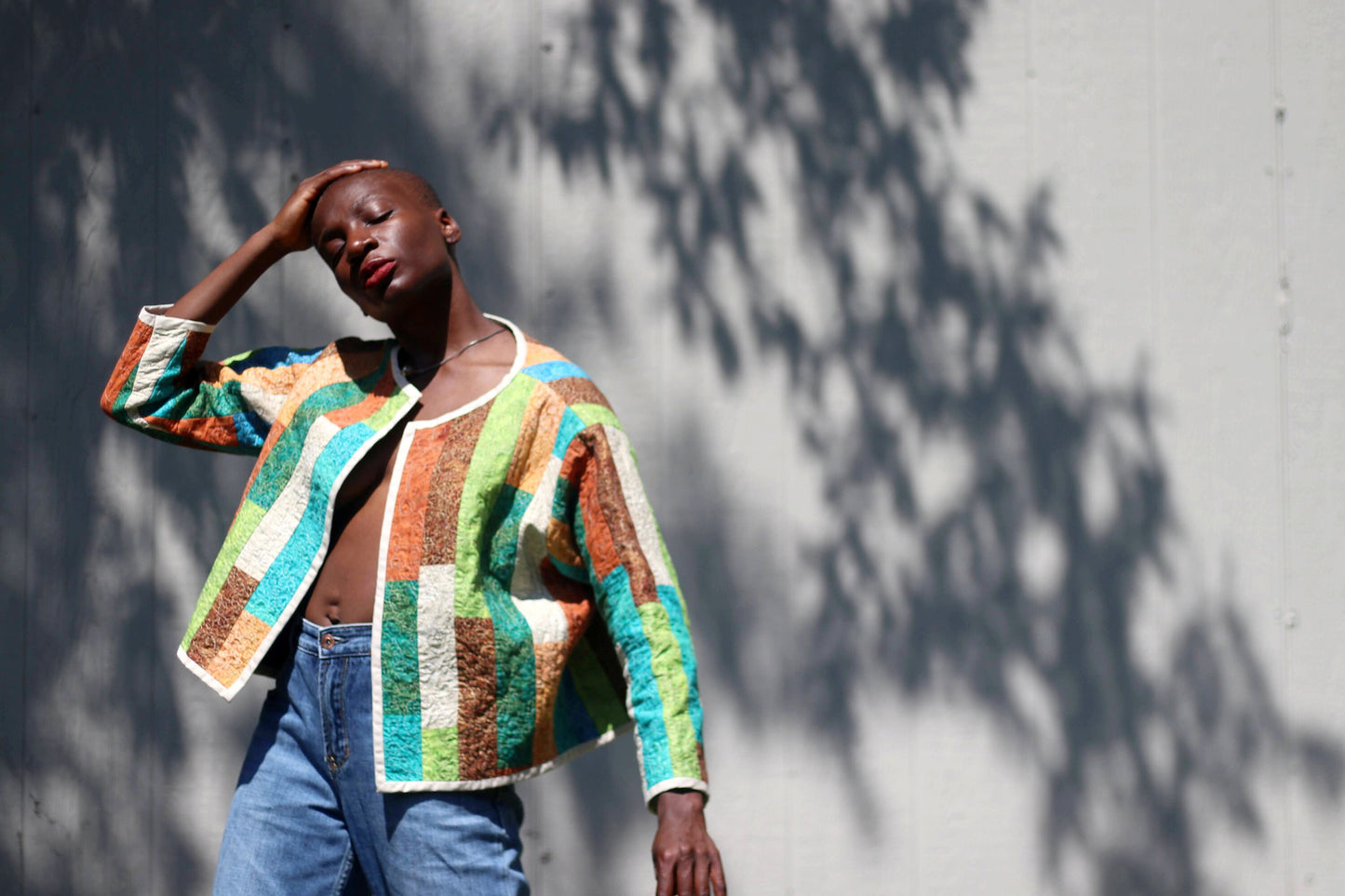 Vintage patchwork blazer | Orange hippy lightweight shirt| Bohemian cottage core design