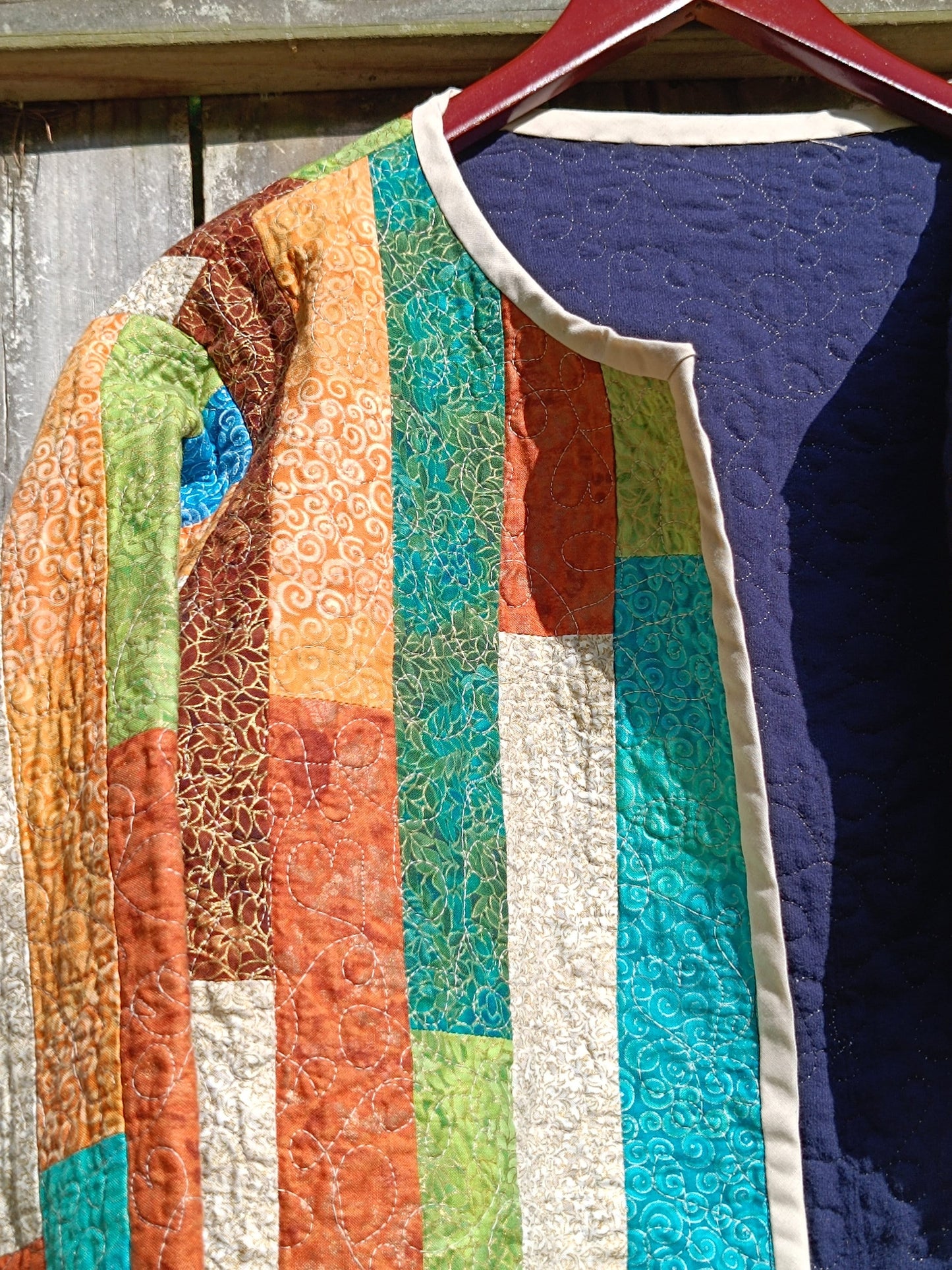 Vintage patchwork blazer | Orange hippy lightweight shirt| Bohemian cottage core design