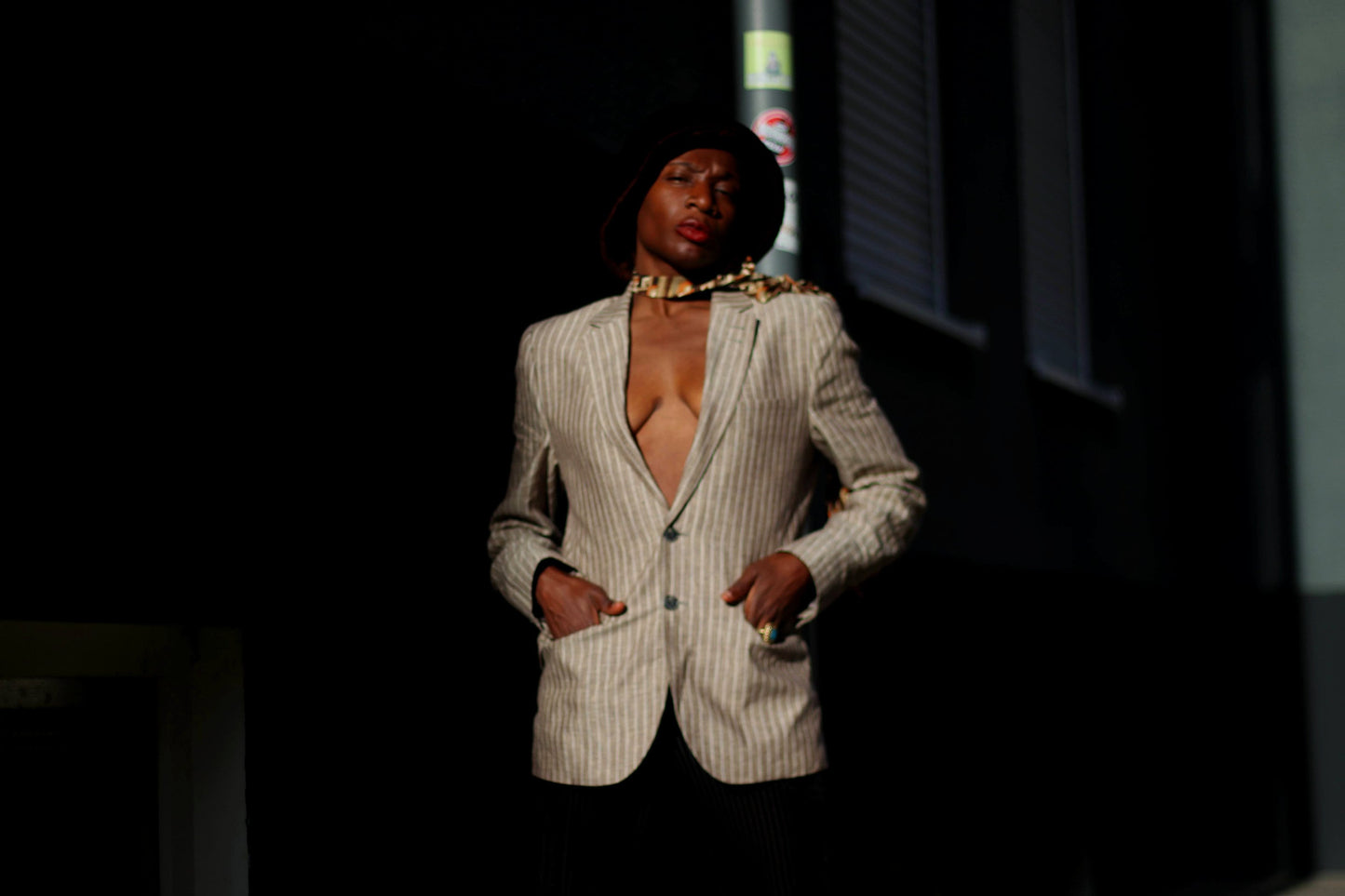 90s linen blazer| Vintage pinstriped workwear jacket| Minimalist Grey Suit jacket