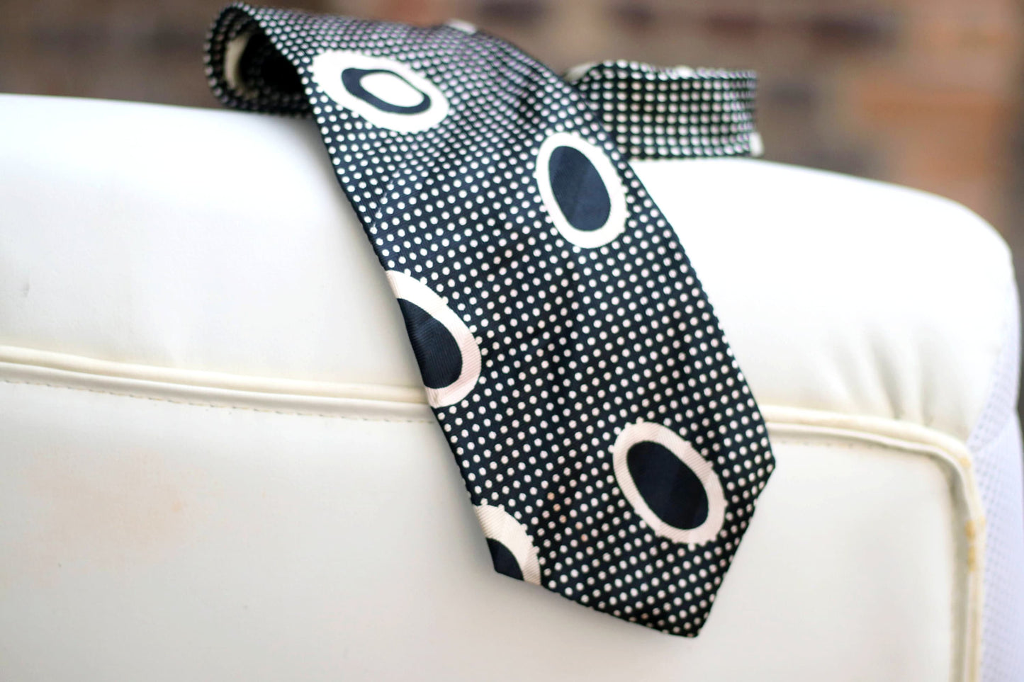 80s Gant Silk Tie | Vintage polkadotted necktie in black and white| Quirky unisex office wear
