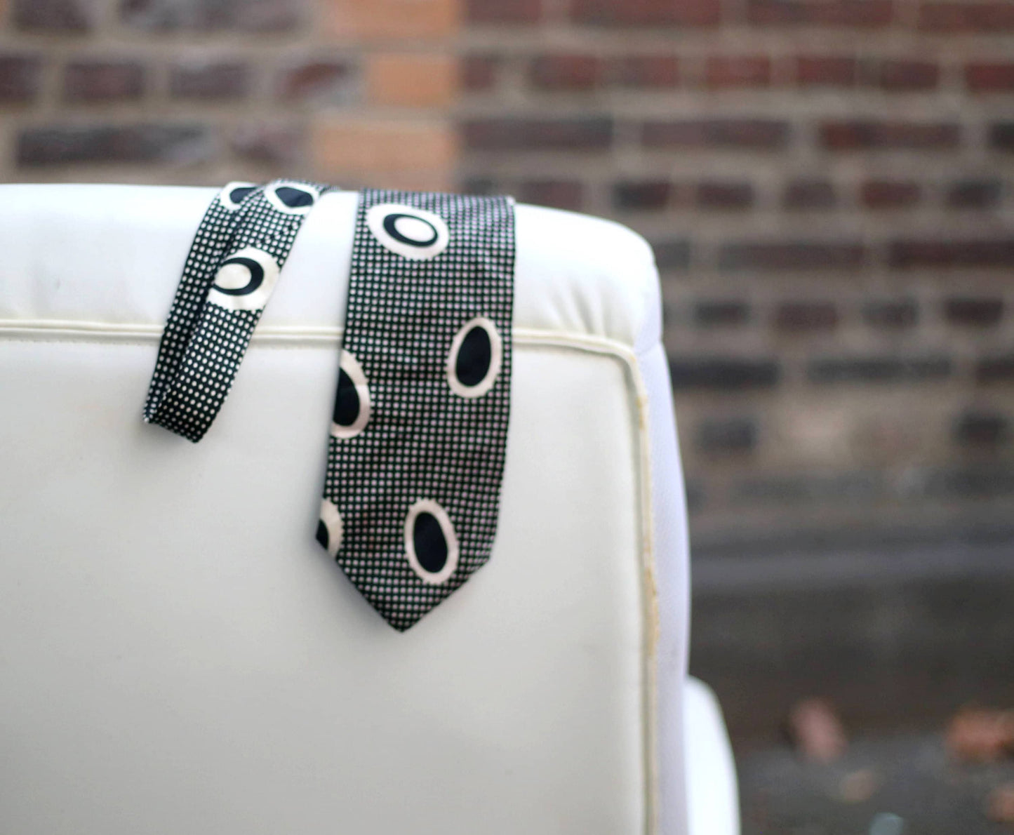 80s Gant Silk Tie | Vintage polkadotted necktie in black and white| Quirky unisex office wear