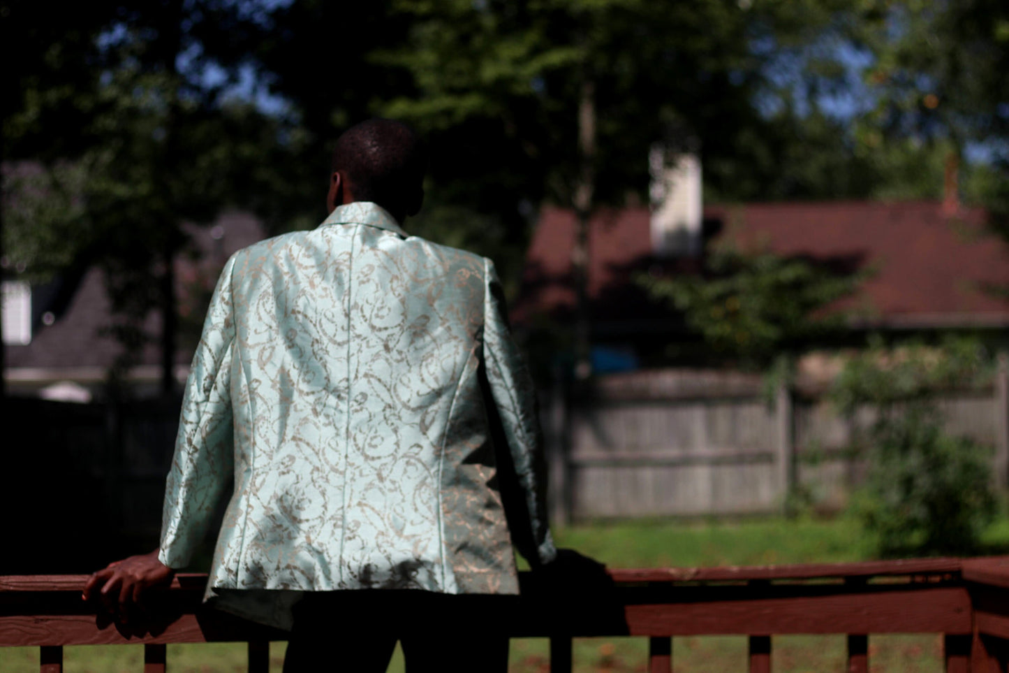 Vintage Opulent Green Blazer| Floral print green mint evening jacket