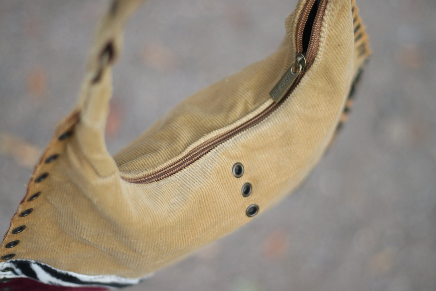 Vintage Patchwork Bag| Y2K kitch brown canvas handbag| Streetstyle rave bag