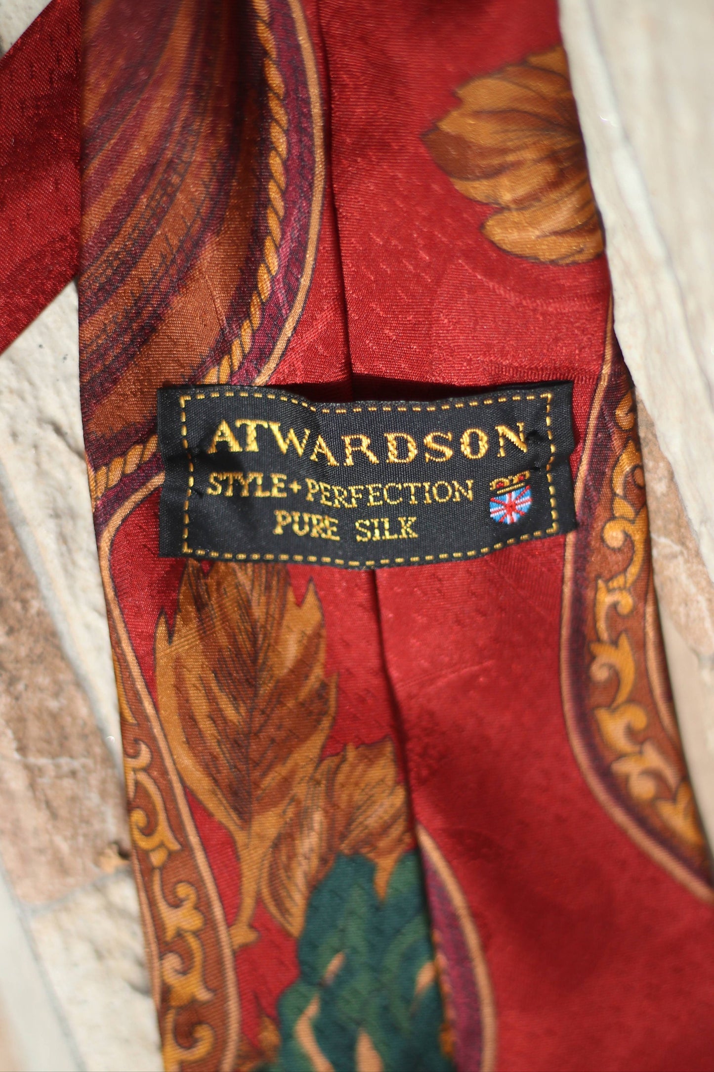 80s Atwardson Silk Tie | Vintage Baroque Inspired necktie | Opulent dapper necktie