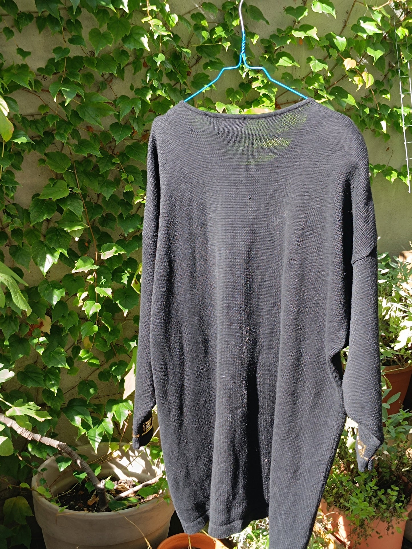 80s V.J Woman Sweater| Vintage black embellished Sweater Dress| Oversized winter knit statement bejewelled details