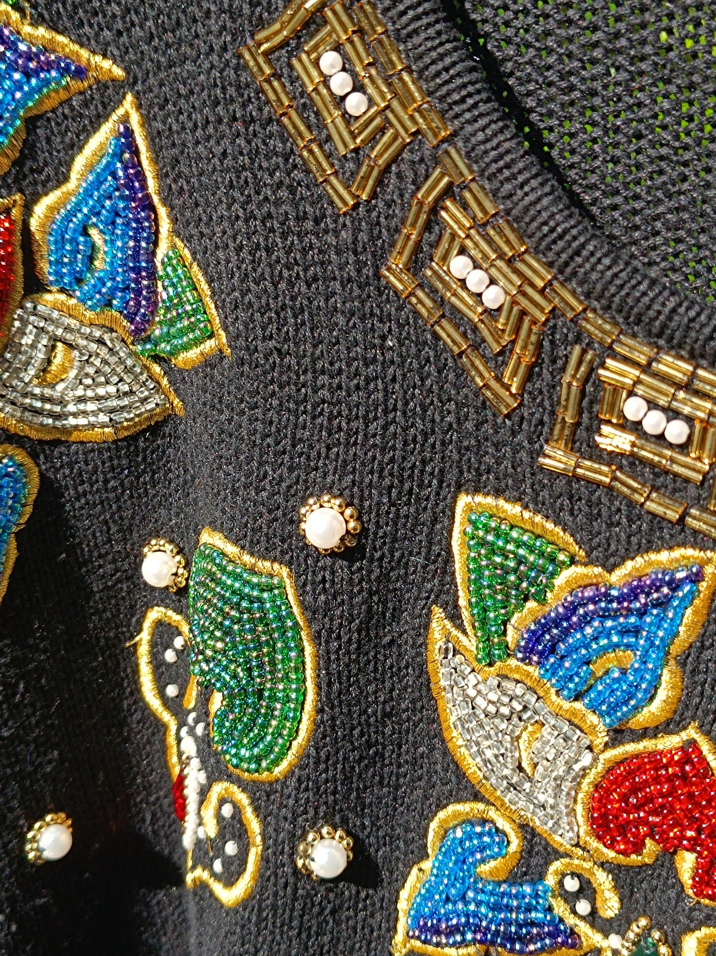 80s V.J Woman Sweater| Vintage black embellished Sweater Dress| Oversized winter knit statement bejewelled details