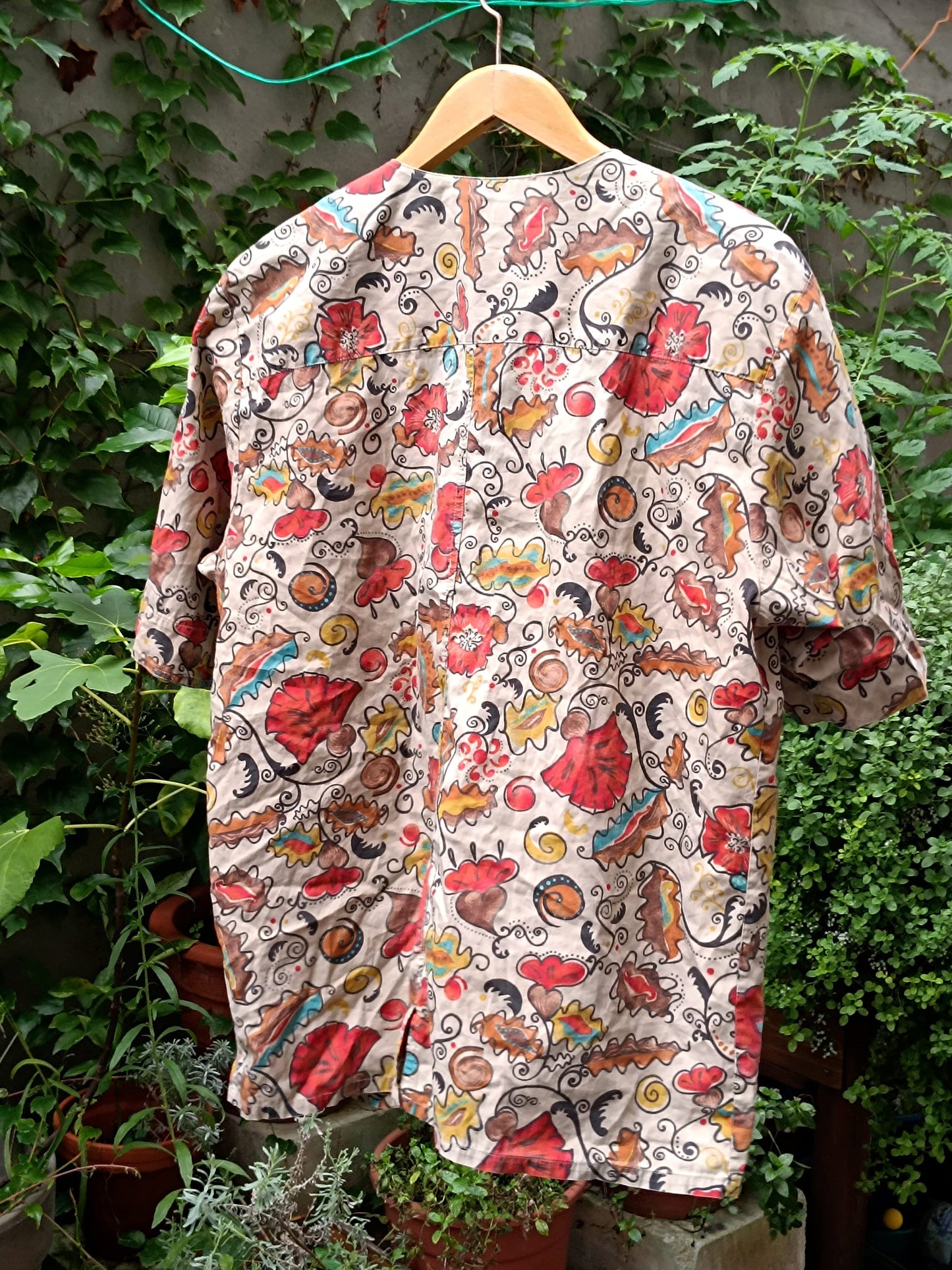 90s Redford Shirtmakers Blouse| Vintage crazy pattern Buttoned Down Shirt| Maximalist unisex quirky oversized brown shirt