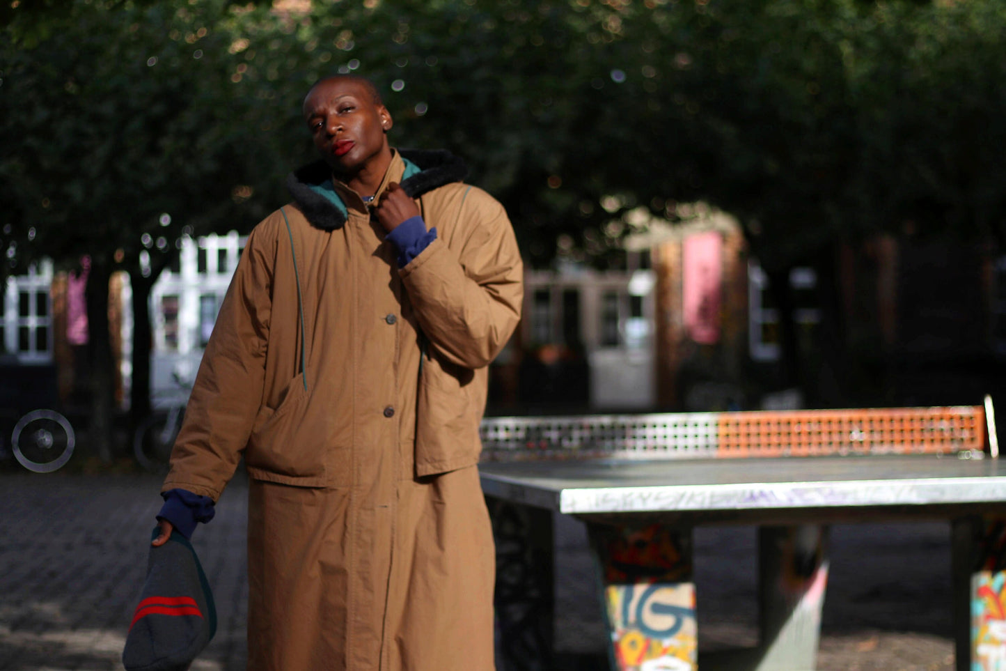 80s Gil Bret Khaki Coat | Vintage Baggy Trenchcoat with statement lining| Faux fur collar winter coat