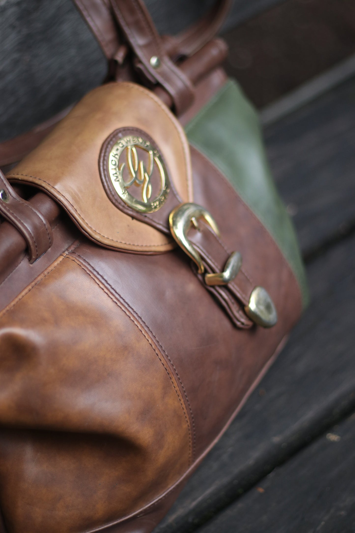 Vintage Mick Gwend Paris bag| 90s Oversized Tote| Faux Leather Brown Big Shoulder Bag