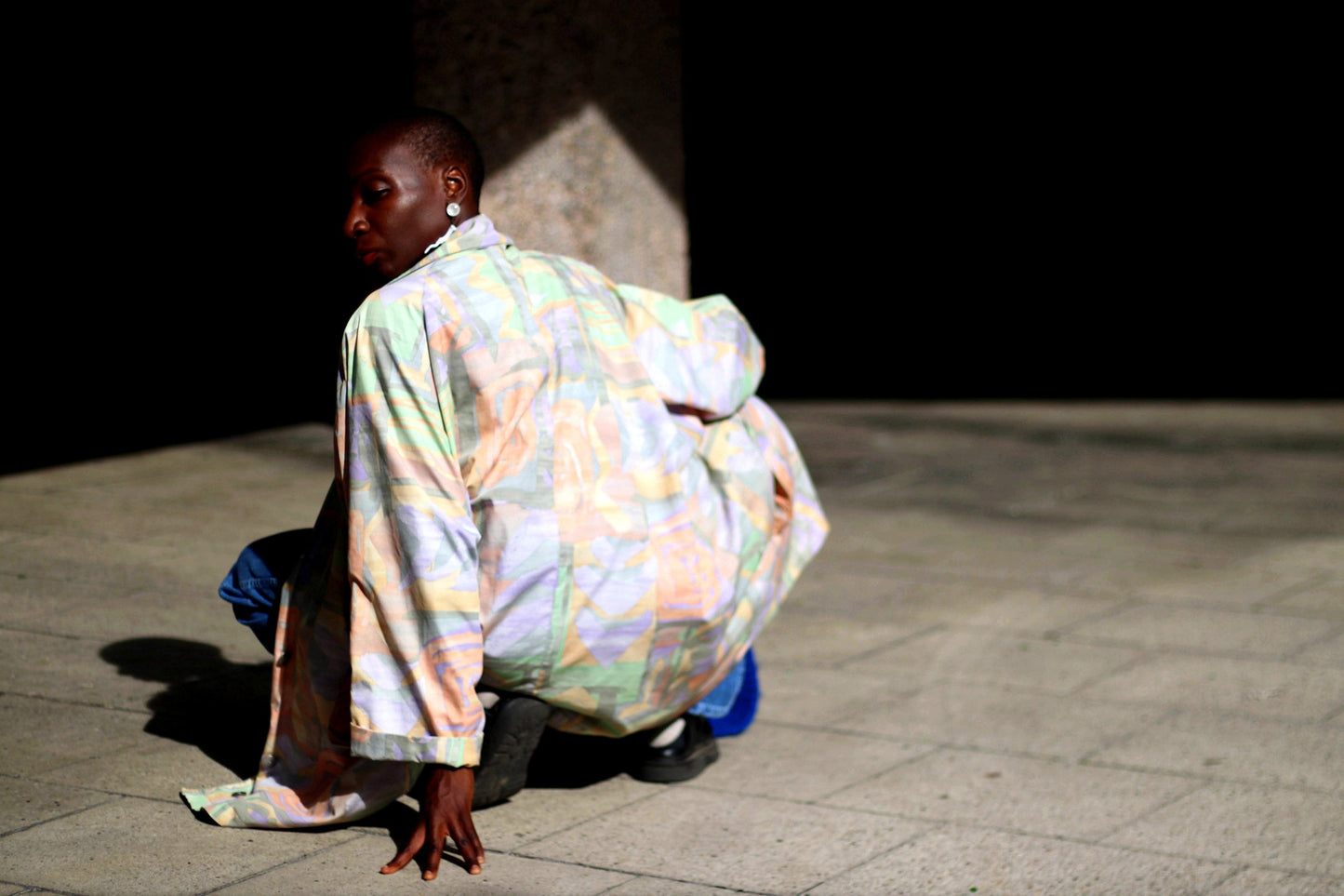 80s Nino Sportswear Jacket| Vintage multicoloured transitional coat| Pastel coloured abstract print lightweight jacket