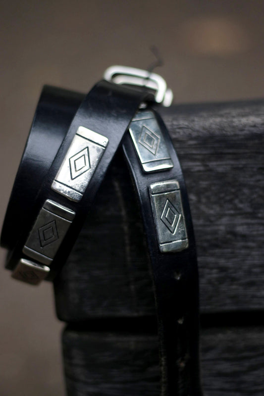 70s black leather belt| Vintage tough luxe belt| rock n roll black belt with silver studded details