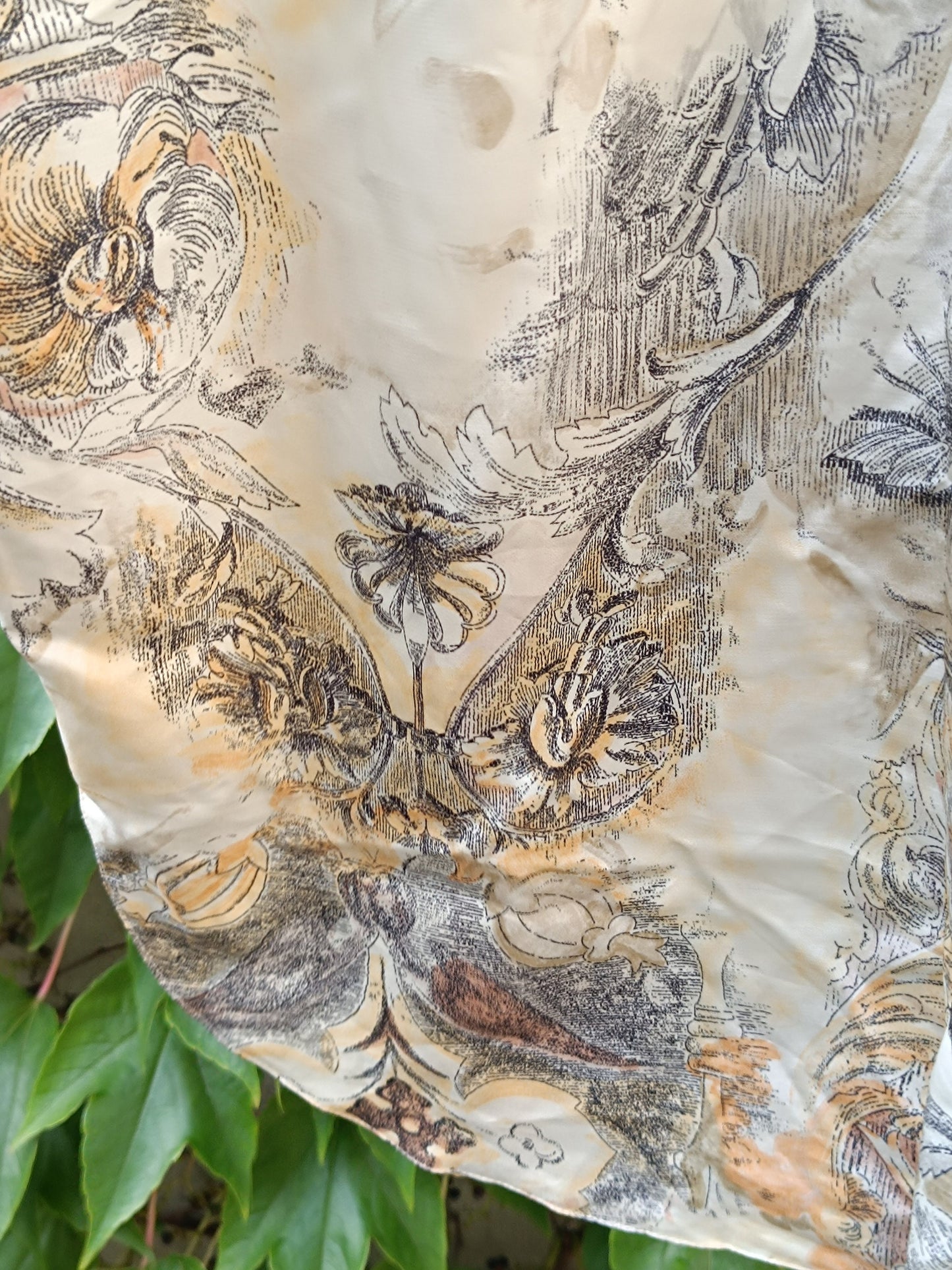 80s crazy print blouse| Vintage Cream and brown Buttoned Down Shirt