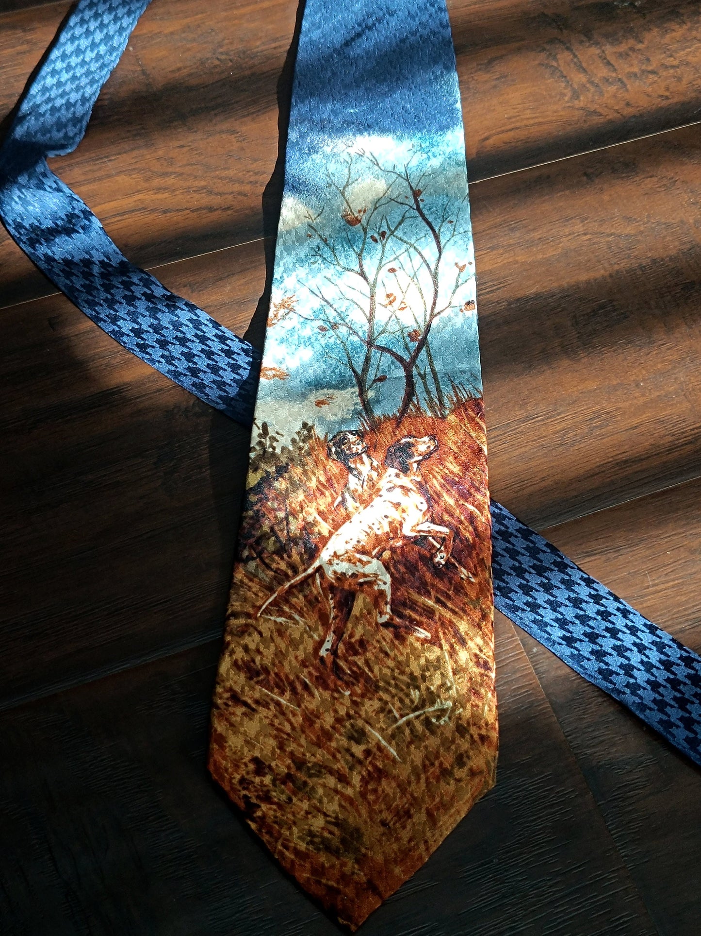 90s Hathaway Silk Tie | Whimsical Dog print neck tie| Sartorial brown necktie
