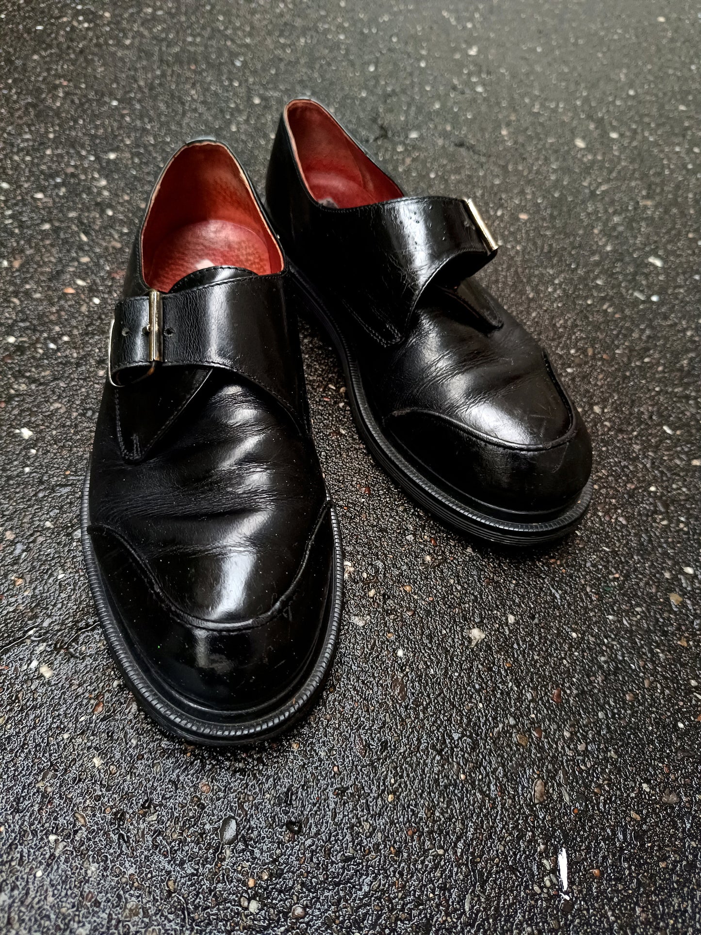 90s Black Brogues| Vintage leather