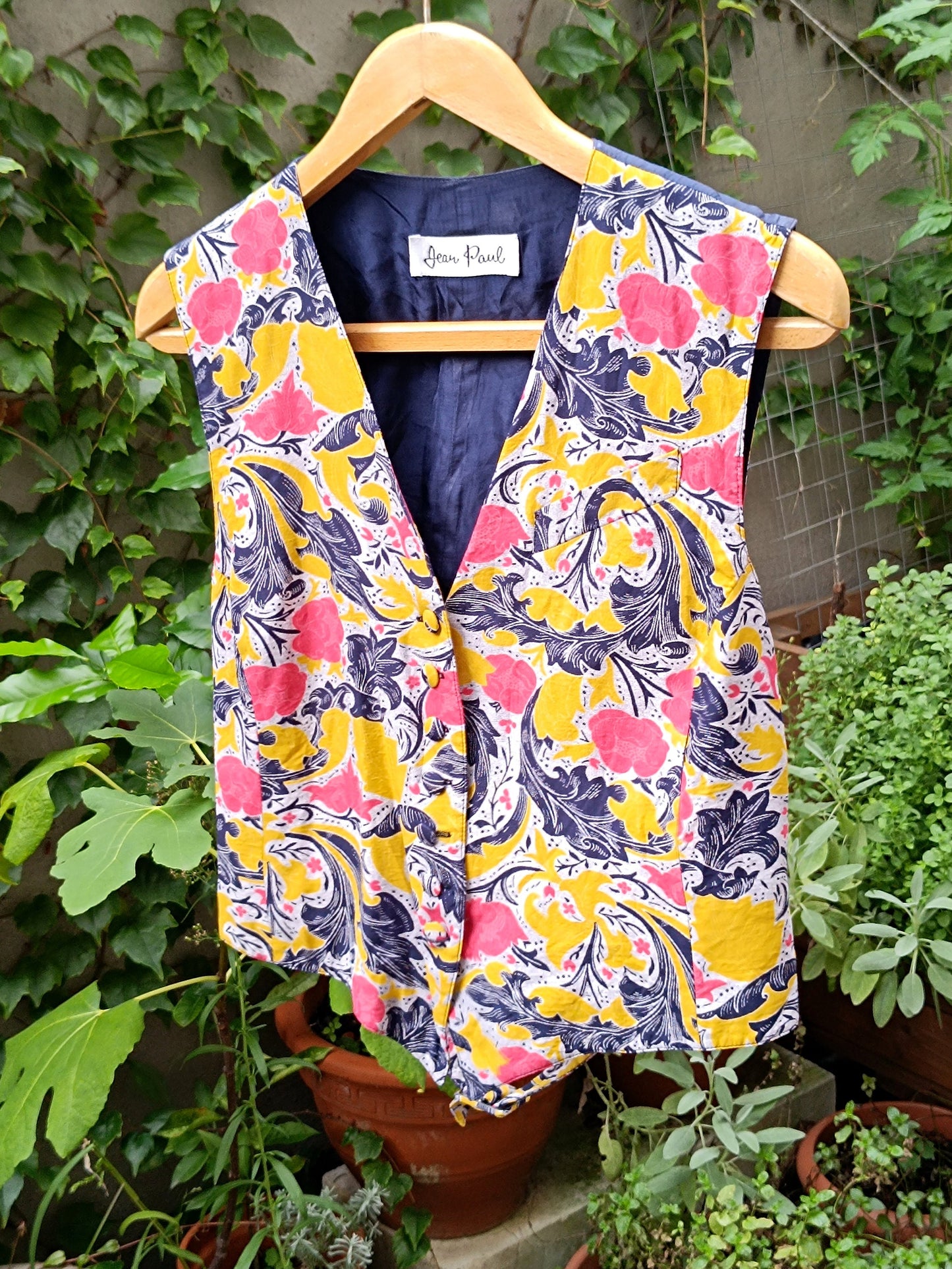 80s Jean Paul Vest| Vintage Colorful Yellow Vest| 80s crazy print vest| Maximalist Summer Festival Boho Design
