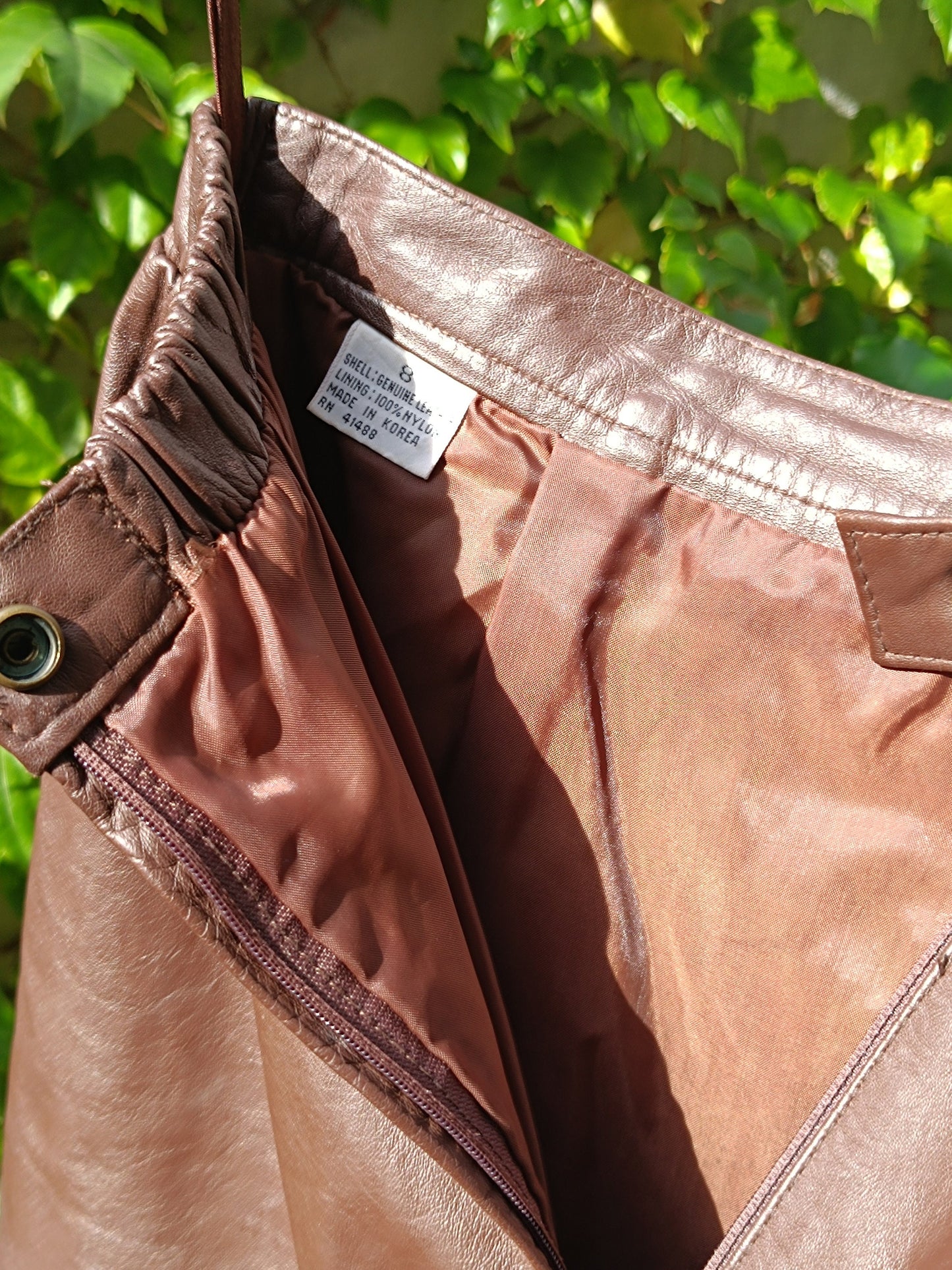 90s Brown Leather Skirt | Vintage mini minimalist skirt| Purist Capsule wardrobe skirt