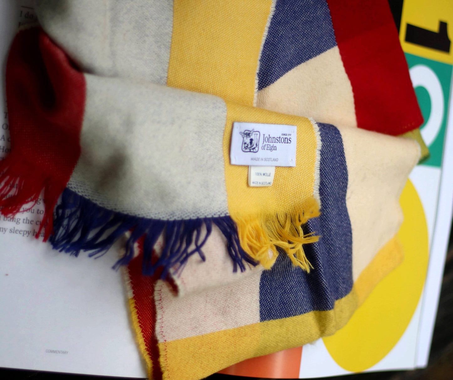 90s Johnstons of Elgin Scarf| Vintage Colorful Winter accessory| Unisex winter warmer