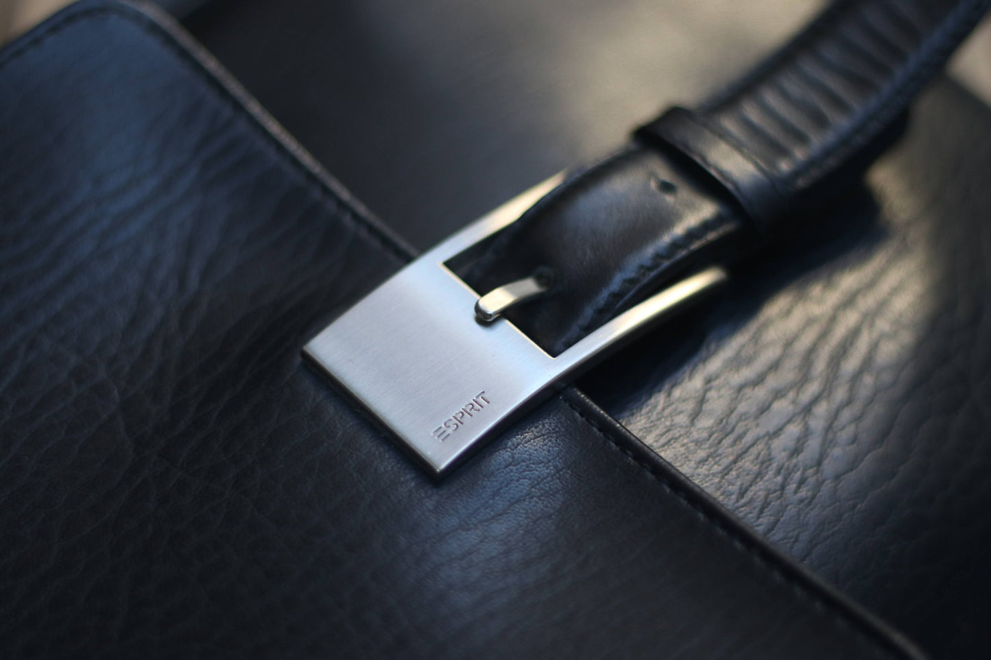 90s ESPRIT Leather Hand Bag | Women's Vintage Minimalist Black Shoulder bag | Capusule Wardrobe Bag