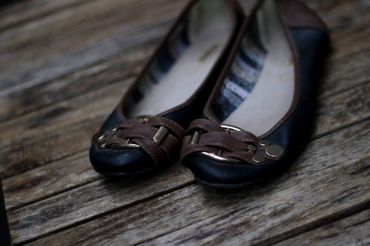 90s Leather Ballerinas with Brown Details| Chic Black Ballerinas| Vintage Women's Ballet| Minimalist Everyday Chic Flats
