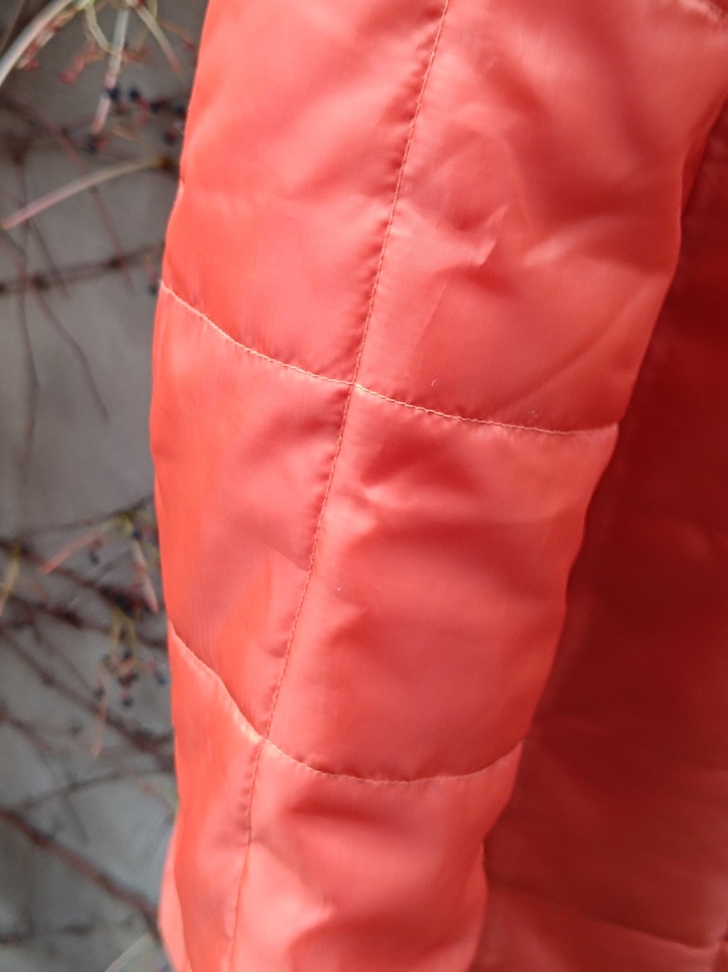 90s Quilted Coat| Vintage Orange lightweight Jacket| Women's preppy country inspired padded coat