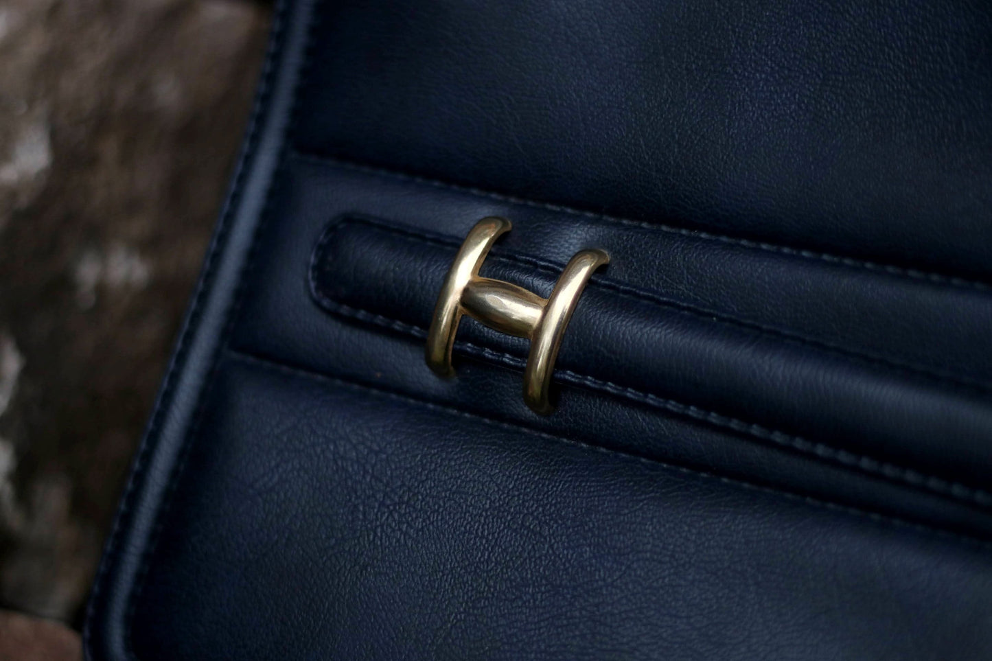 70s Women's Leather Bag| Vintage Minimalist Bag | Classic Everyday Navy Blue Mini Handbag