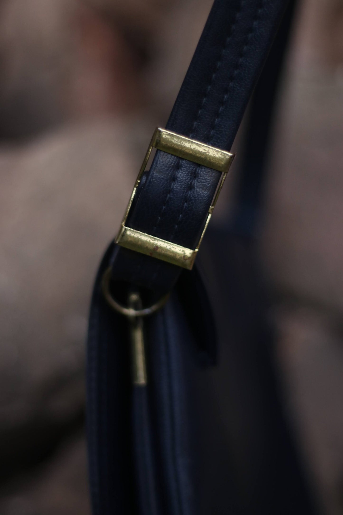 70s Women's Leather Bag| Vintage Minimalist Bag | Classic Everyday Navy Blue Mini Handbag