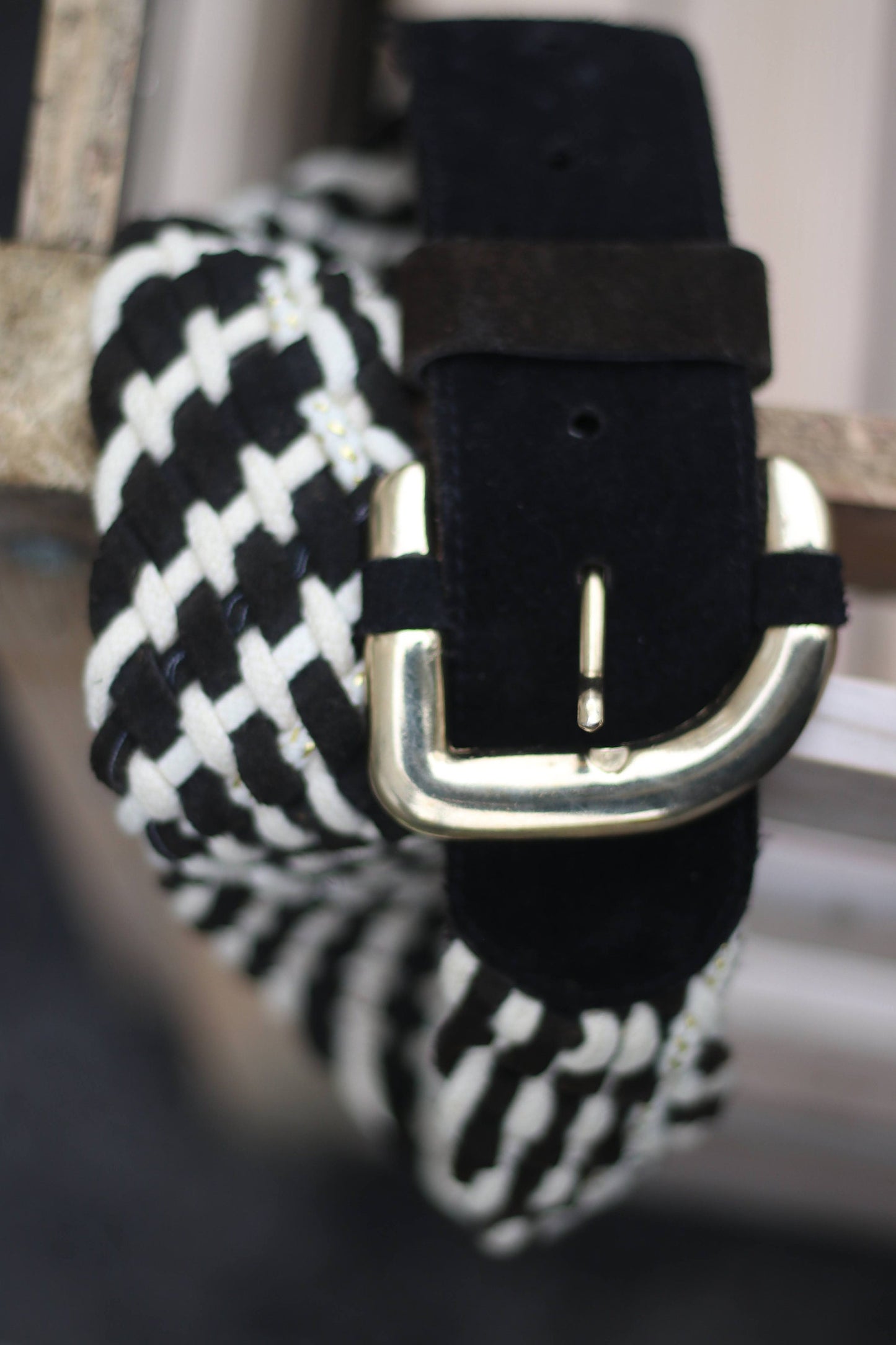 90s Suede Woven belt| Vintage Chic Women's brown and cream belt| Minimalist Mix Medium Belt for Capsule Wardrobe