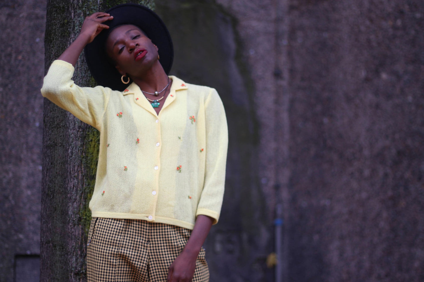 80s Austrian Cardigan |Women's Yellow Winter Cardigan with Hand floral embroidery| Traditional feminine sweater