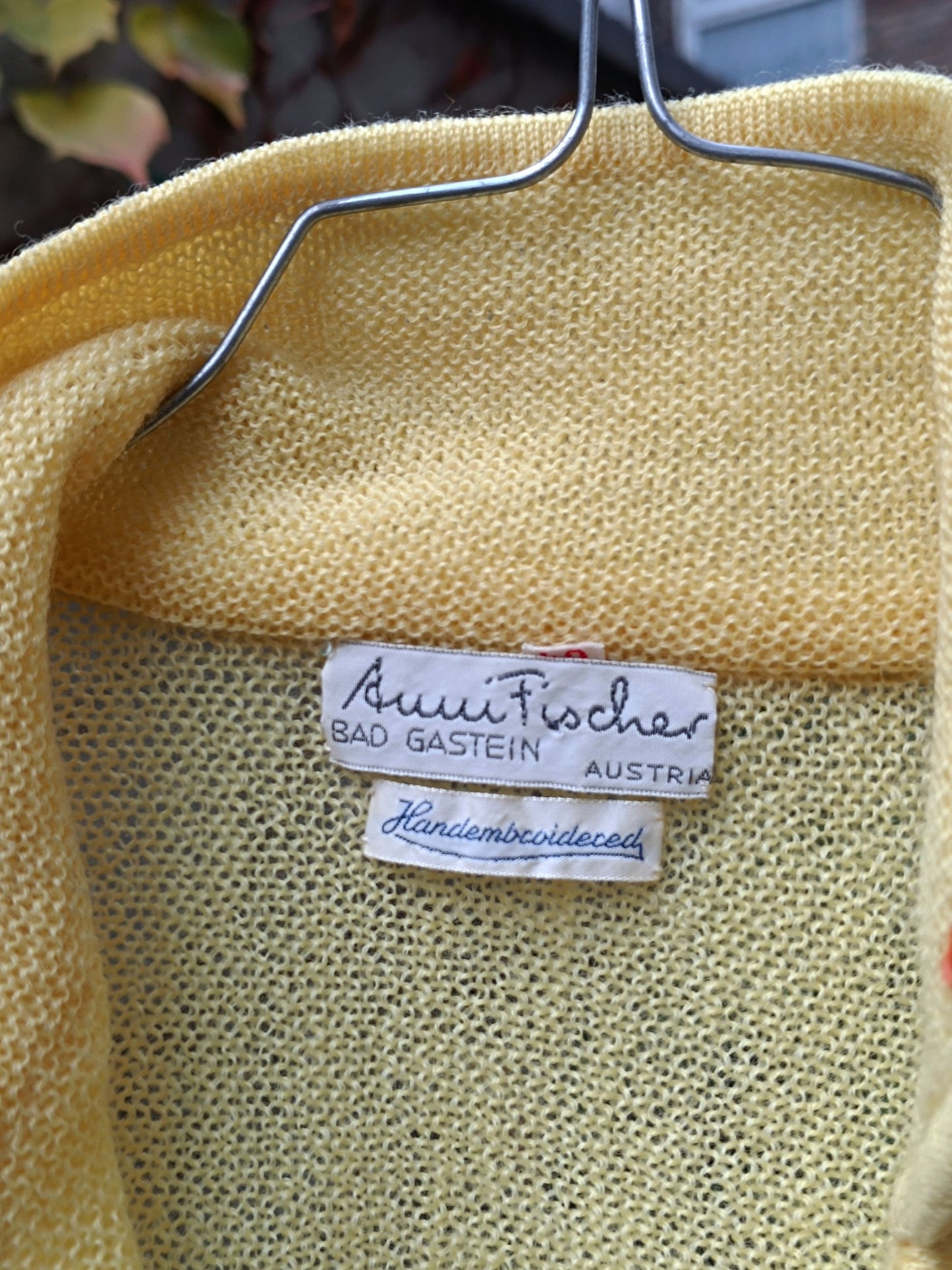 80s Austrian Cardigan |Women's Yellow Winter Cardigan with Hand floral embroidery| Traditional feminine sweater