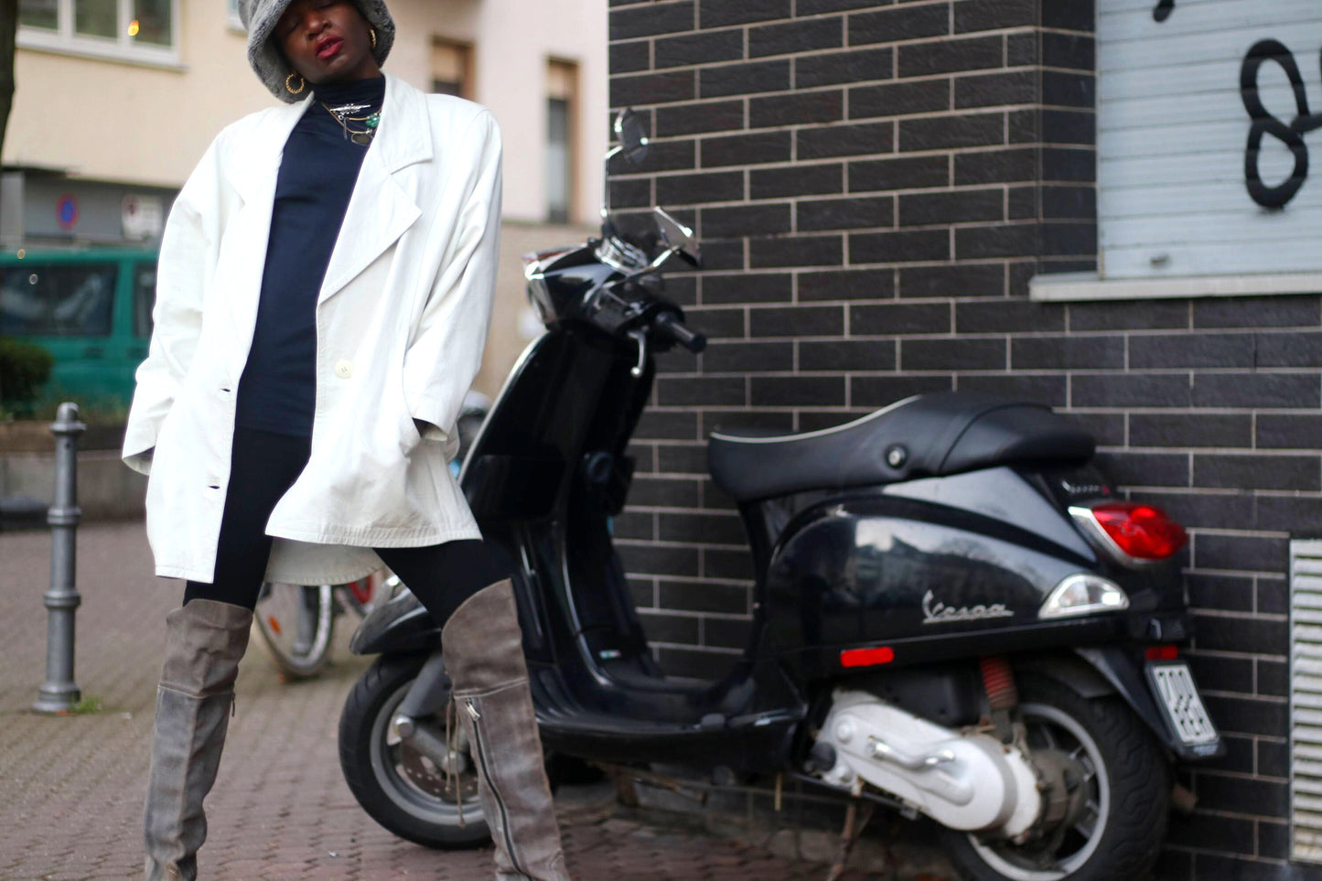 80s White Leather Jacket| Vintage Minimalist Women's Leather Blazer Coat| Oversized Street style Winter Coat