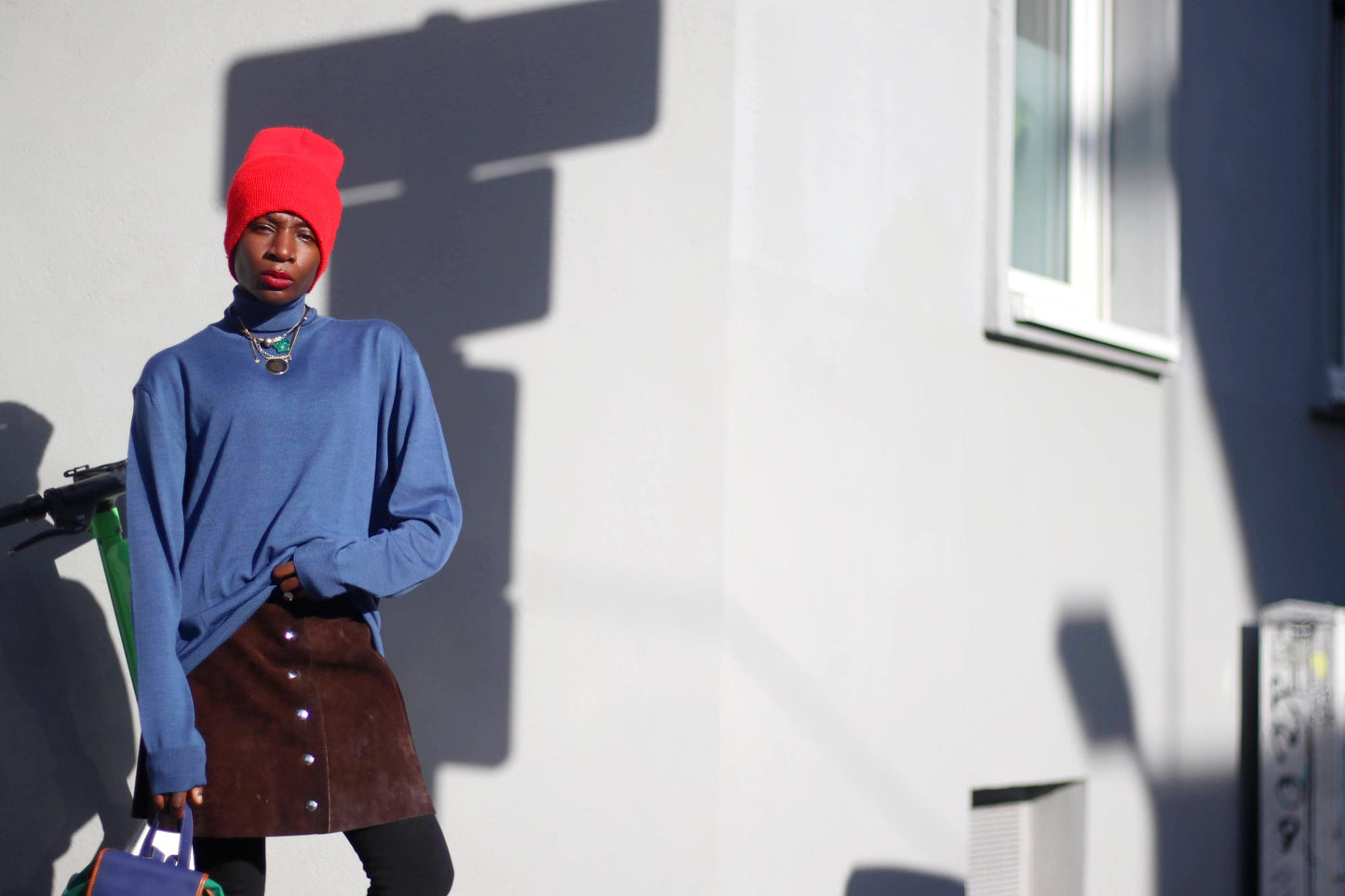 90s blue Winter Knit with | 90s Minimalist wool blend Light Blue Jumper