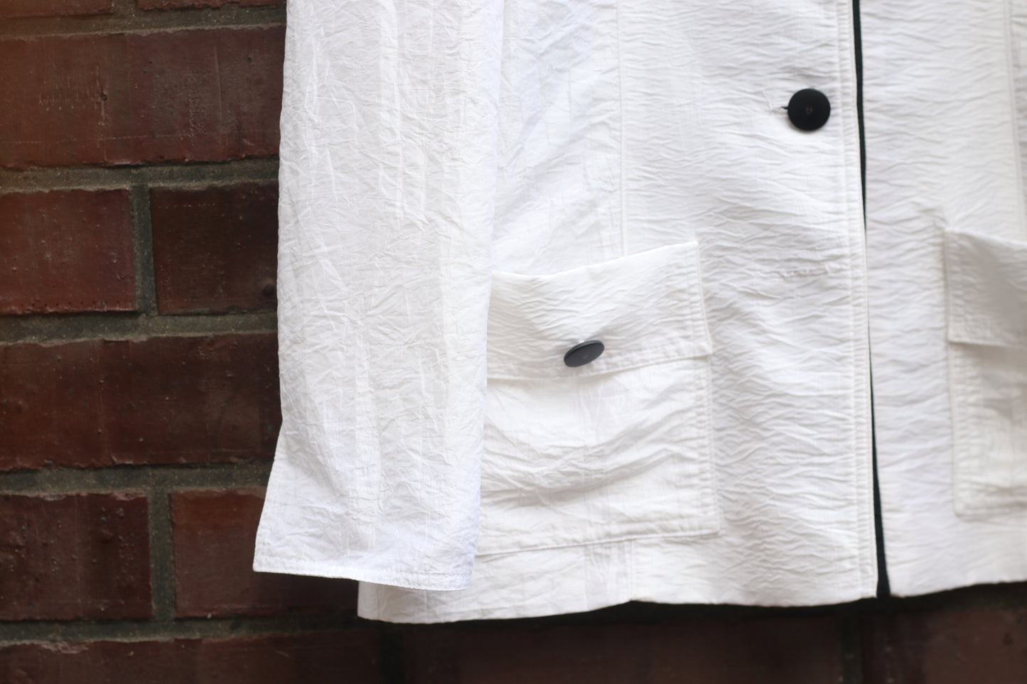 Gabi Garske Vintage 1980s White Crinkle Blazer Berlin Designer Avant Garde Jacket