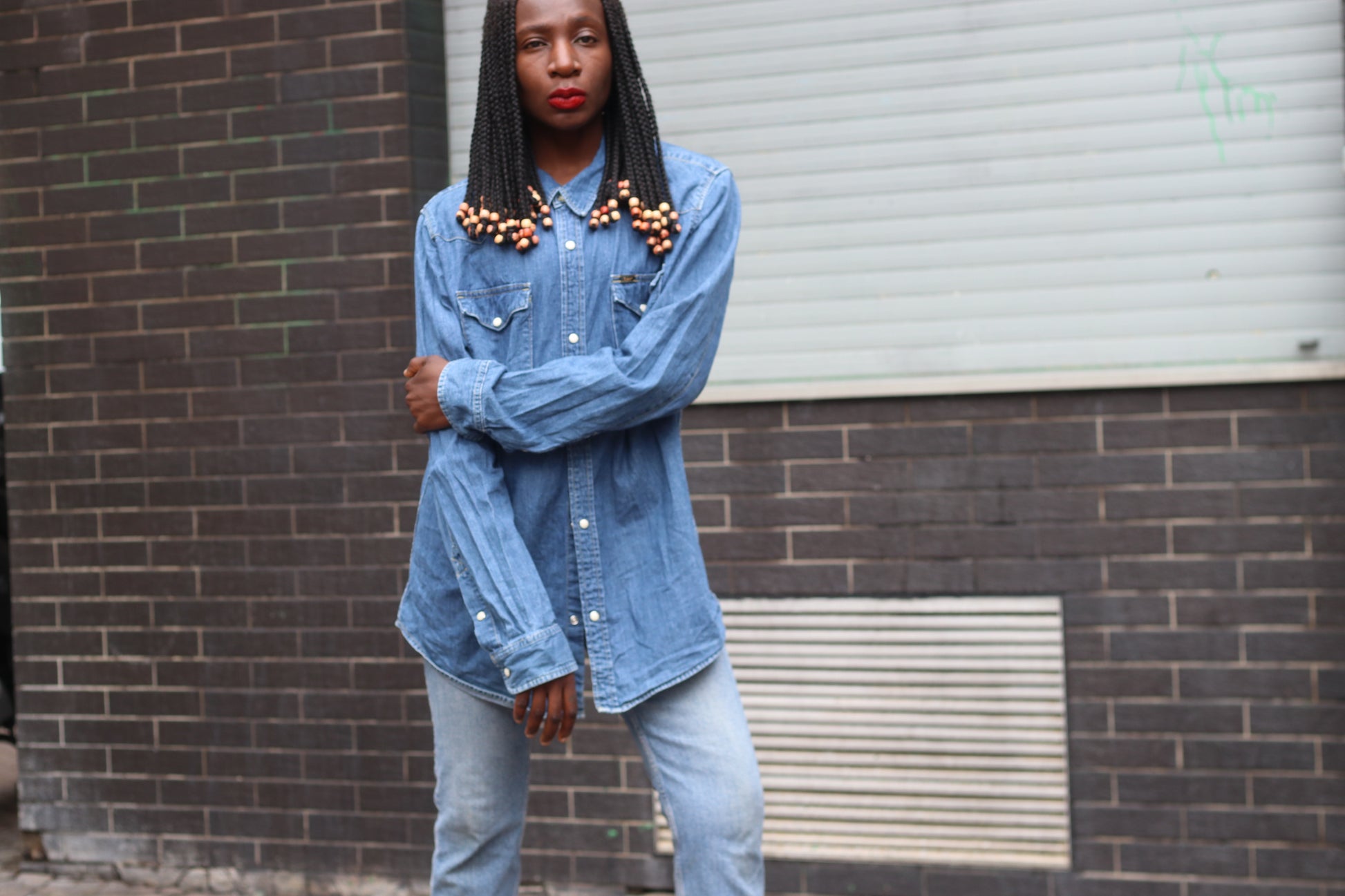Vintage Lee 90s Western Denim Shirt L Light Wash Cowboy Jean Snap Button Top Blouse