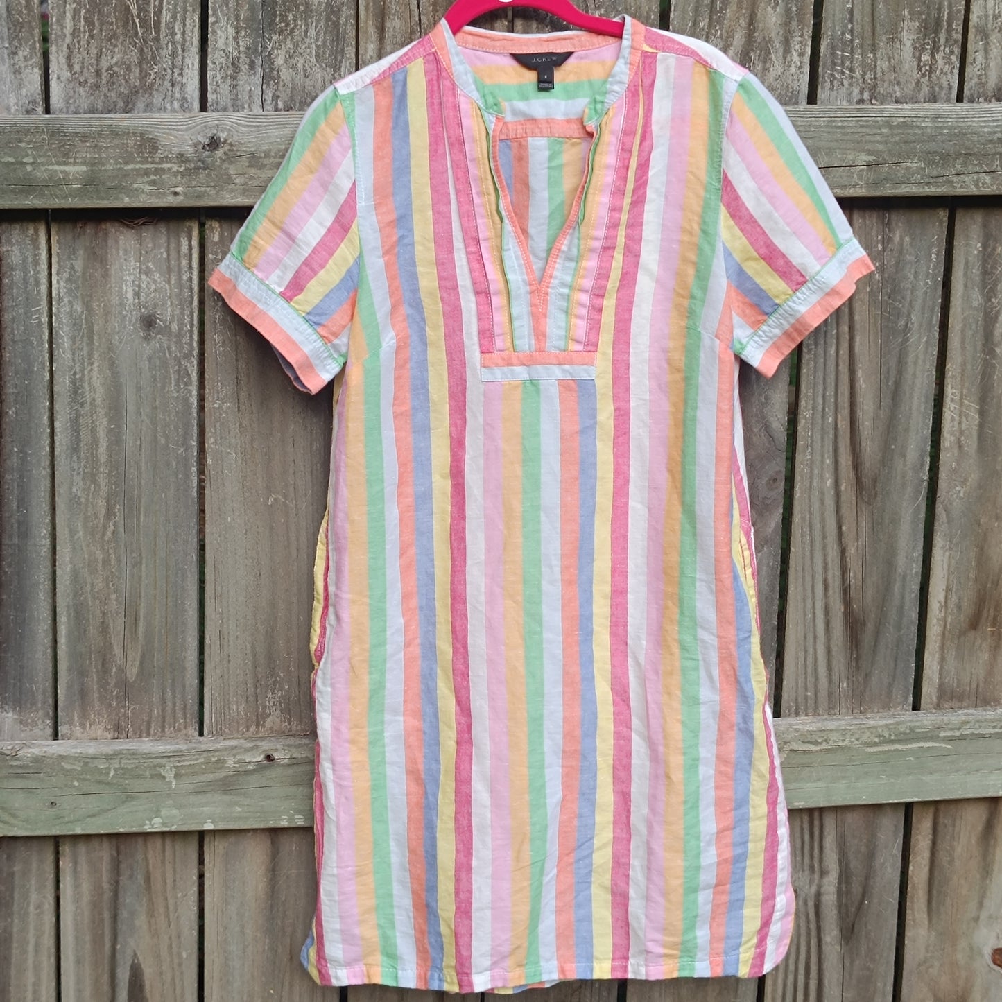 Vintage Y2K J Crew Pastel Stripe Cotton Tunic Dress - Summer Mini