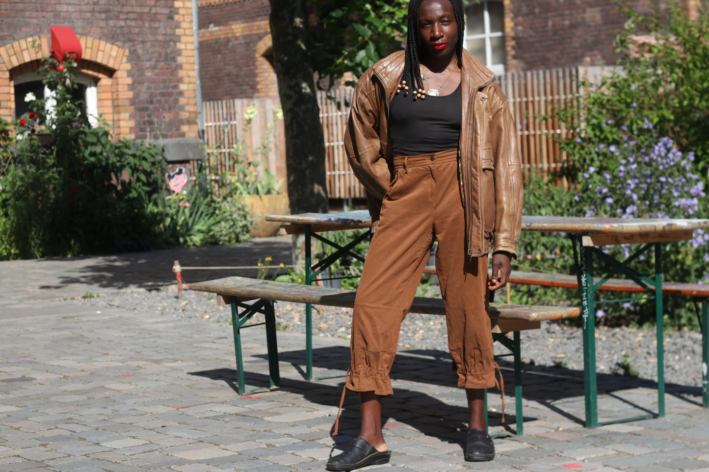 Vintage Y2K Brown Cropped Cargo Trousers - Drawstring Ankle Pants