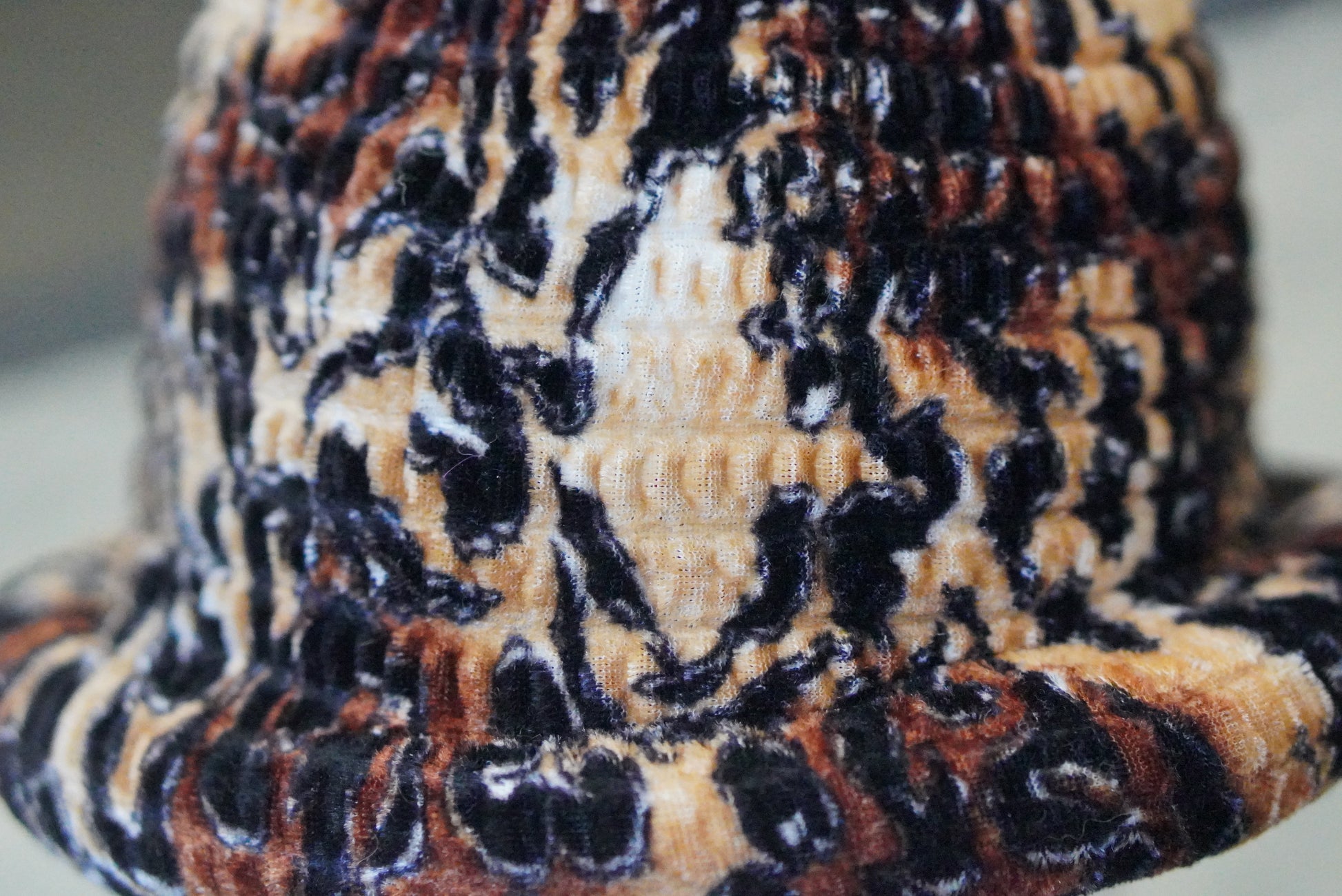 Leopard Bucket Hat | Vintage 90s Velvet Cloche | Brown Animal Print One Size