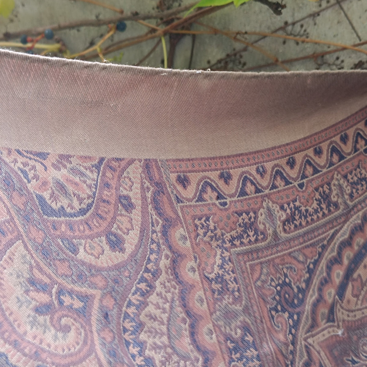 Vintage Paisley Silk Scarf | Bohemian Boho Square Neck Scarf | Brown Purple
