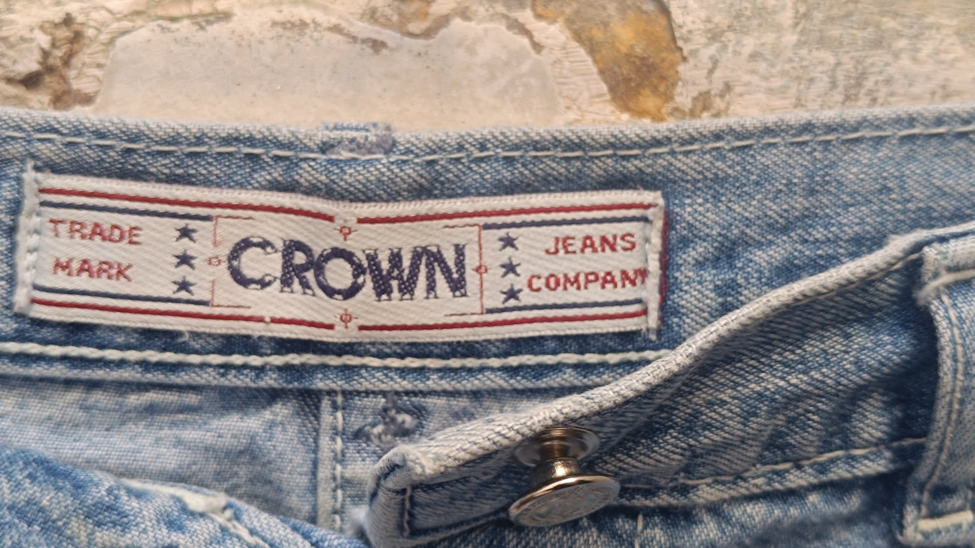 Vintage Denim Skirt Crown Jeans Company 70s 80s High Waisted Button Front A Line
