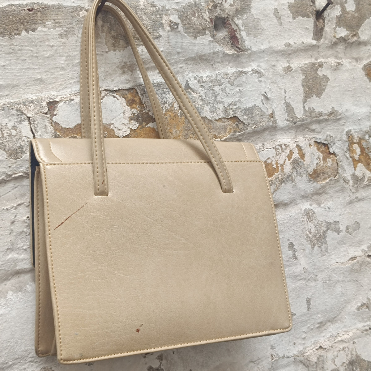 Beige Handbag | Vintage 80s Structured Shoulder Bag | Cream Purse