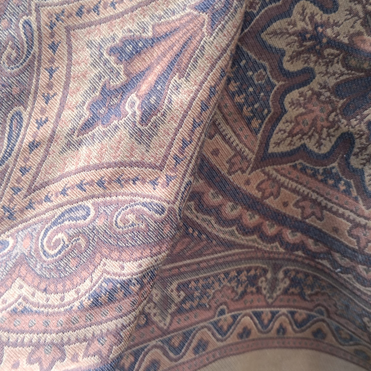 Vintage Paisley Silk Scarf | Bohemian Boho Square Neck Scarf | Brown Purple