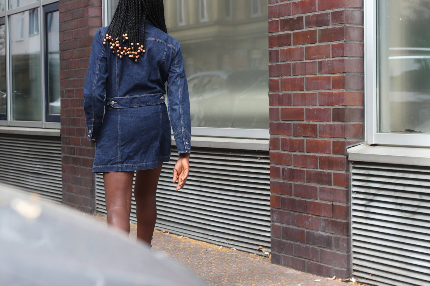 Vintage 1990s Denim Mini Dress Jacket Blue Jean Utility Western Button Up Dress