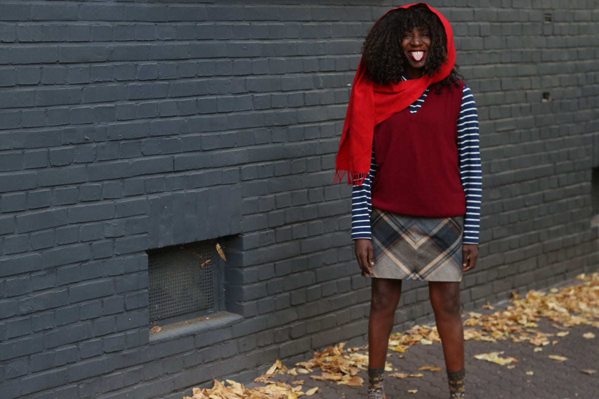 Plaid Wool Mini Skirt | Vintage 90s Brown Tartan A-Line | Size S