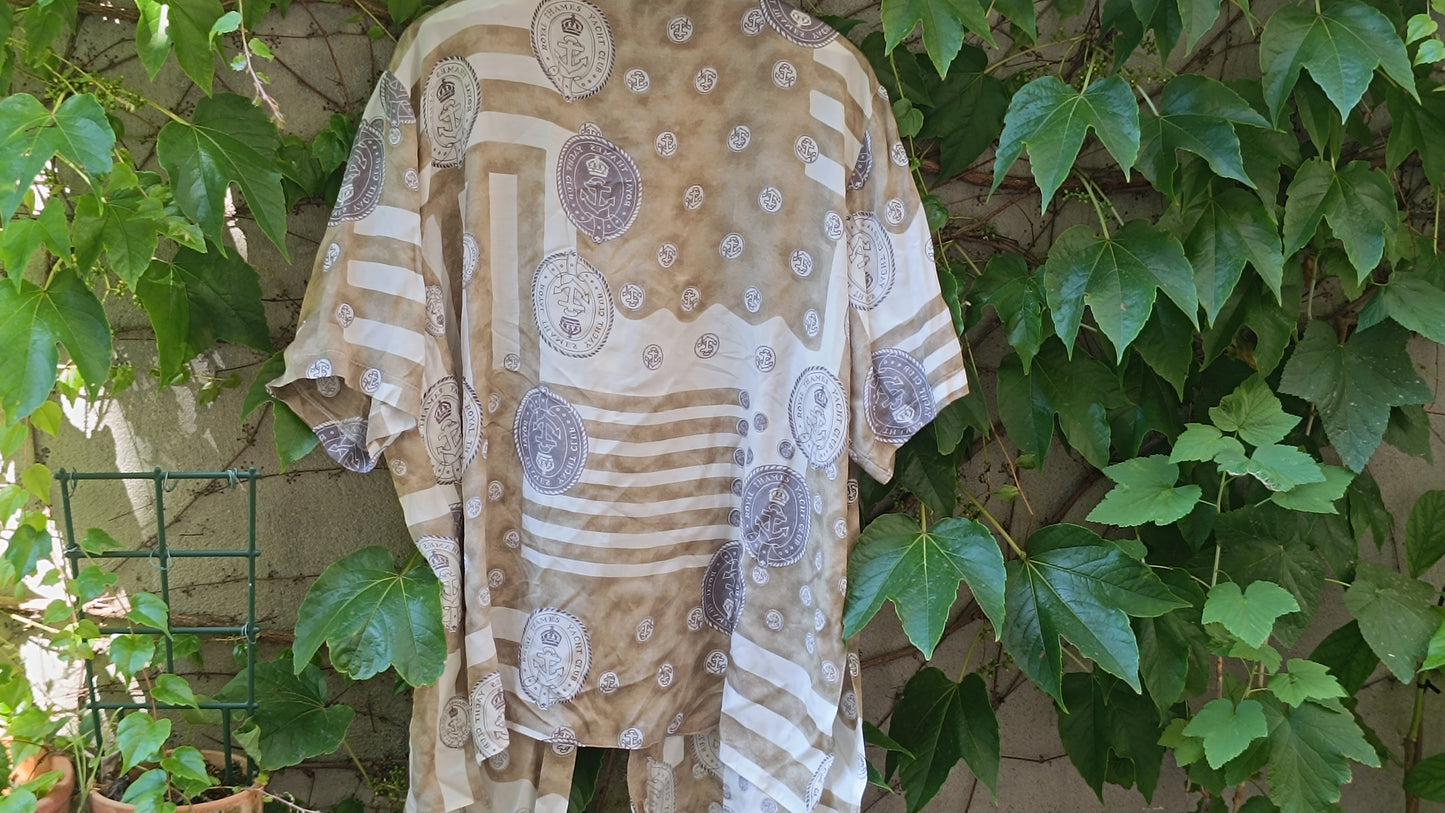 Vintage 90s Royal Thames Yacht Club Shirt - Beige Nautical Blouse
