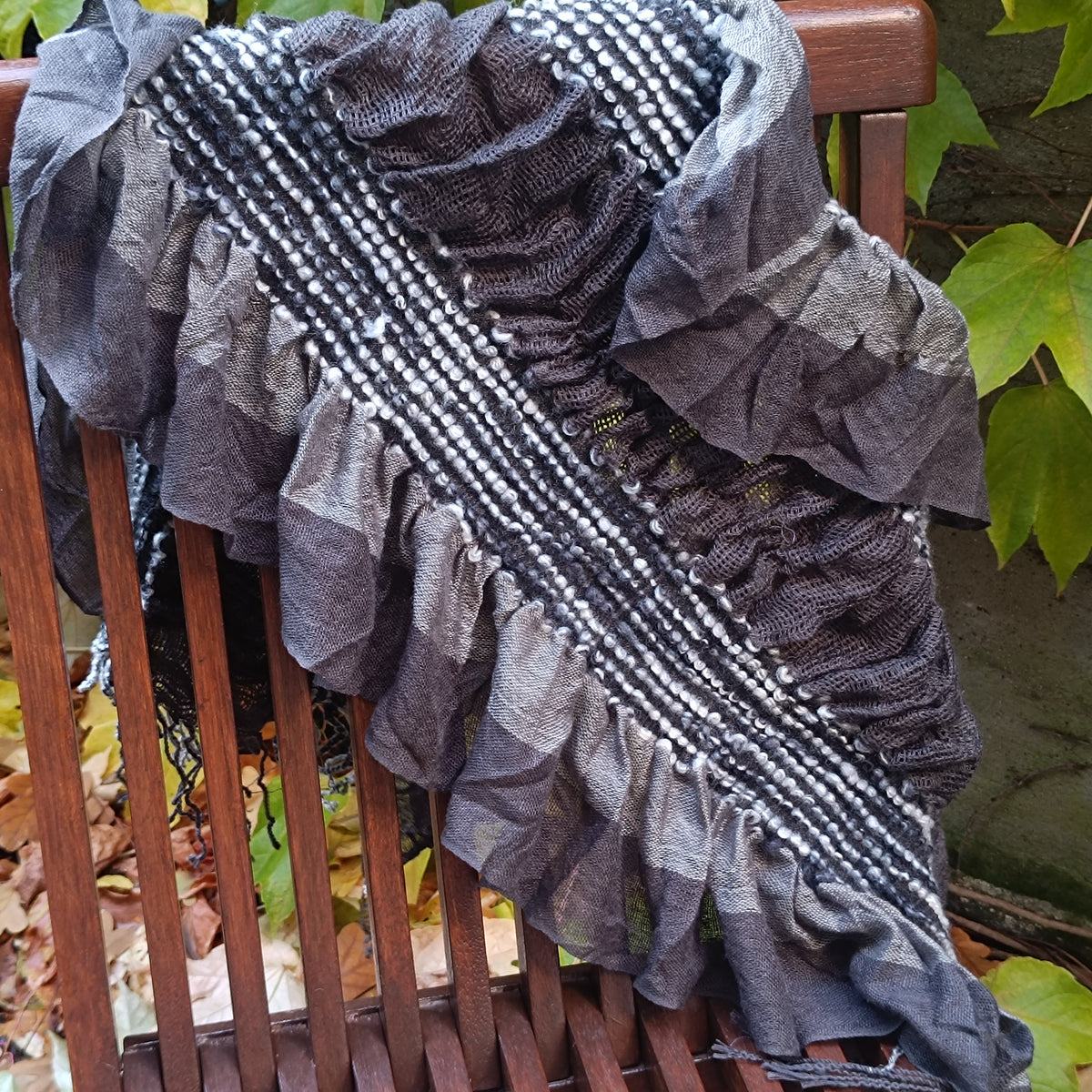 Vintage 90s Charcoal Grey Viscose Textured Shrug Shawl Bolero