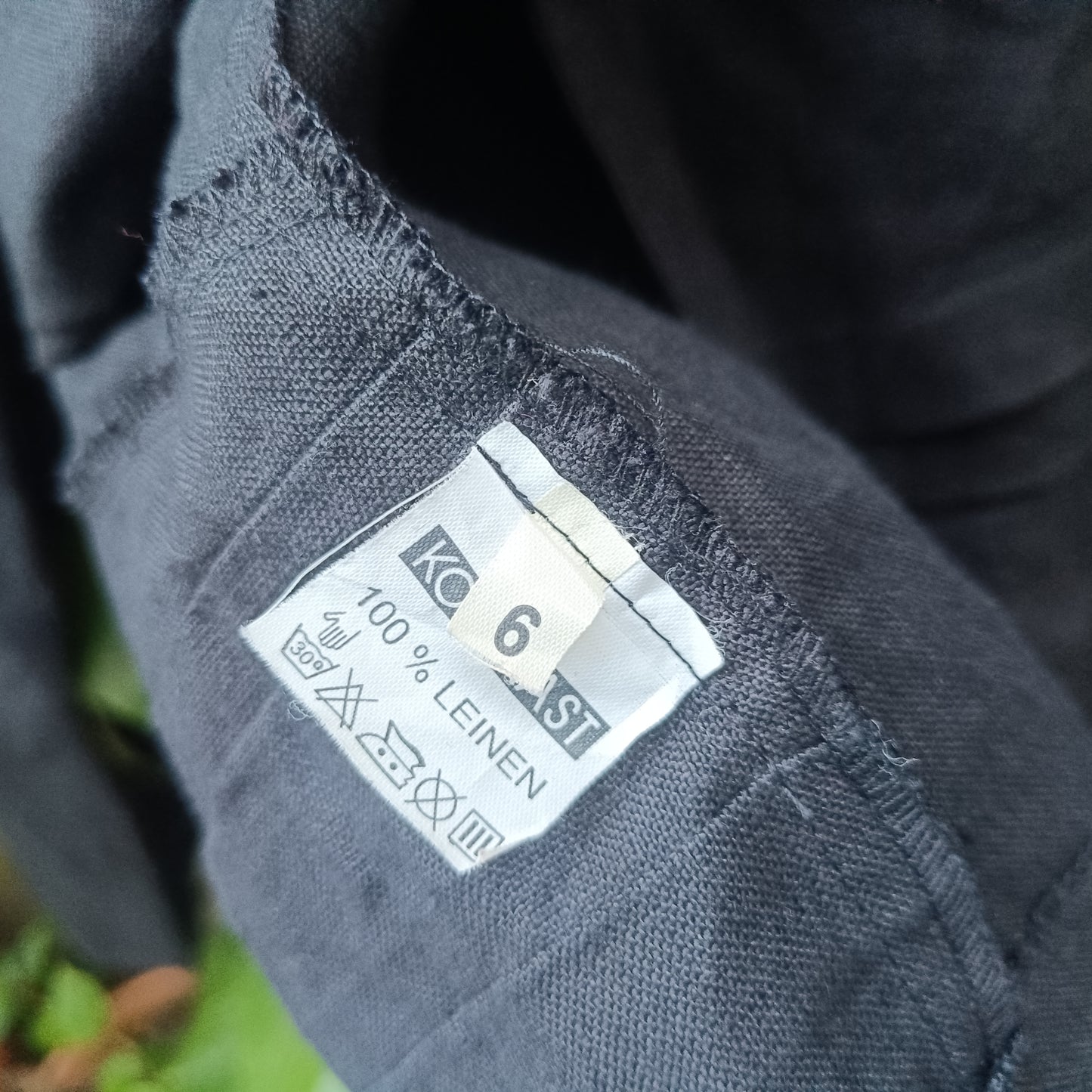 Linen Jacket 90s Minimalist Black Pleated Blazer Fits S EU 36