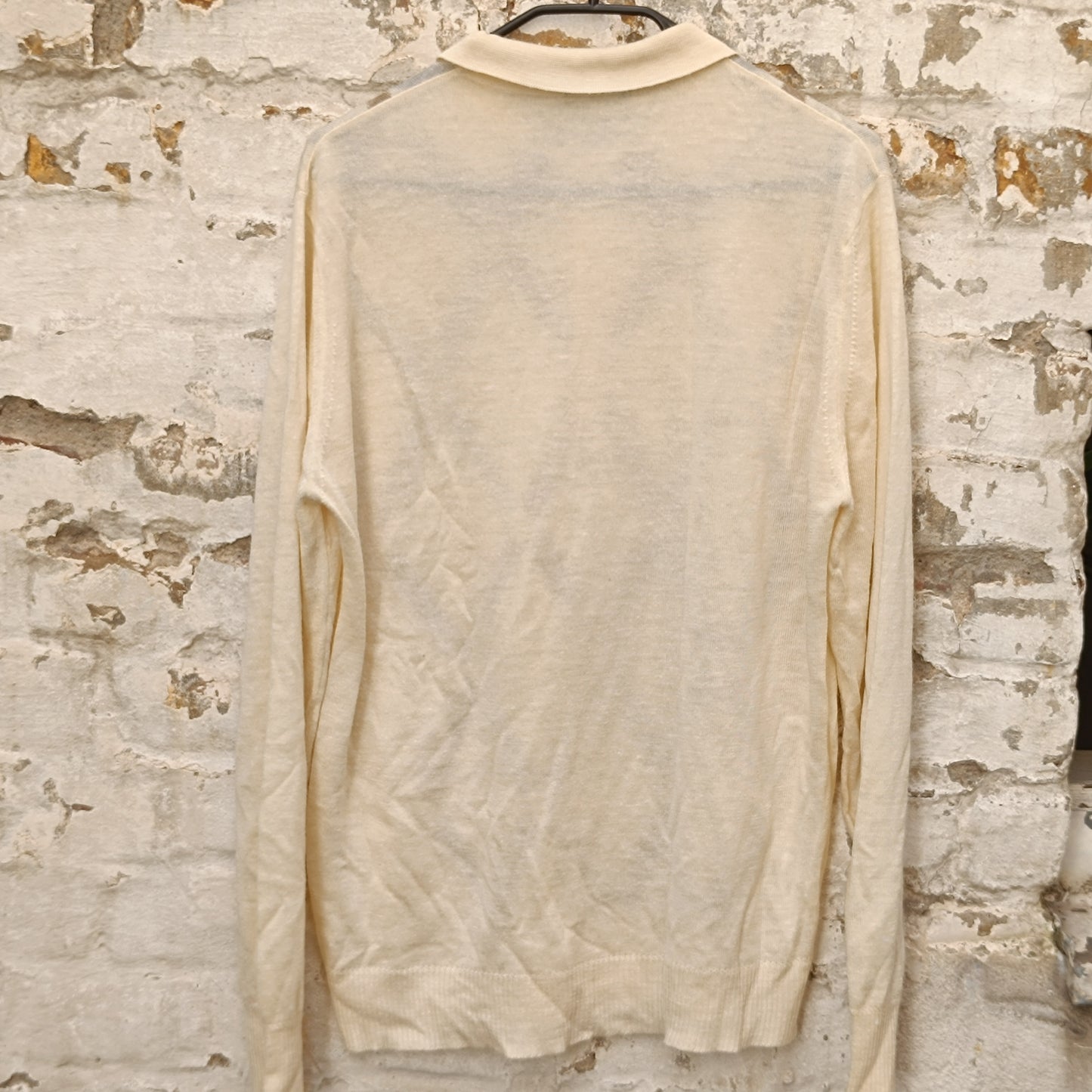 Argyle Sweater | Vintage 70s Guy de Bérac Cream Knit Polo | M/L