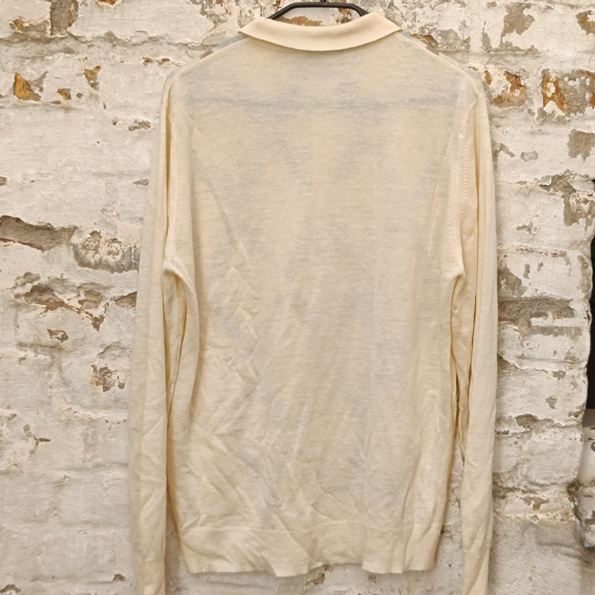 Argyle Sweater | Vintage 70s Guy de Bérac Cream Knit Polo | M/L