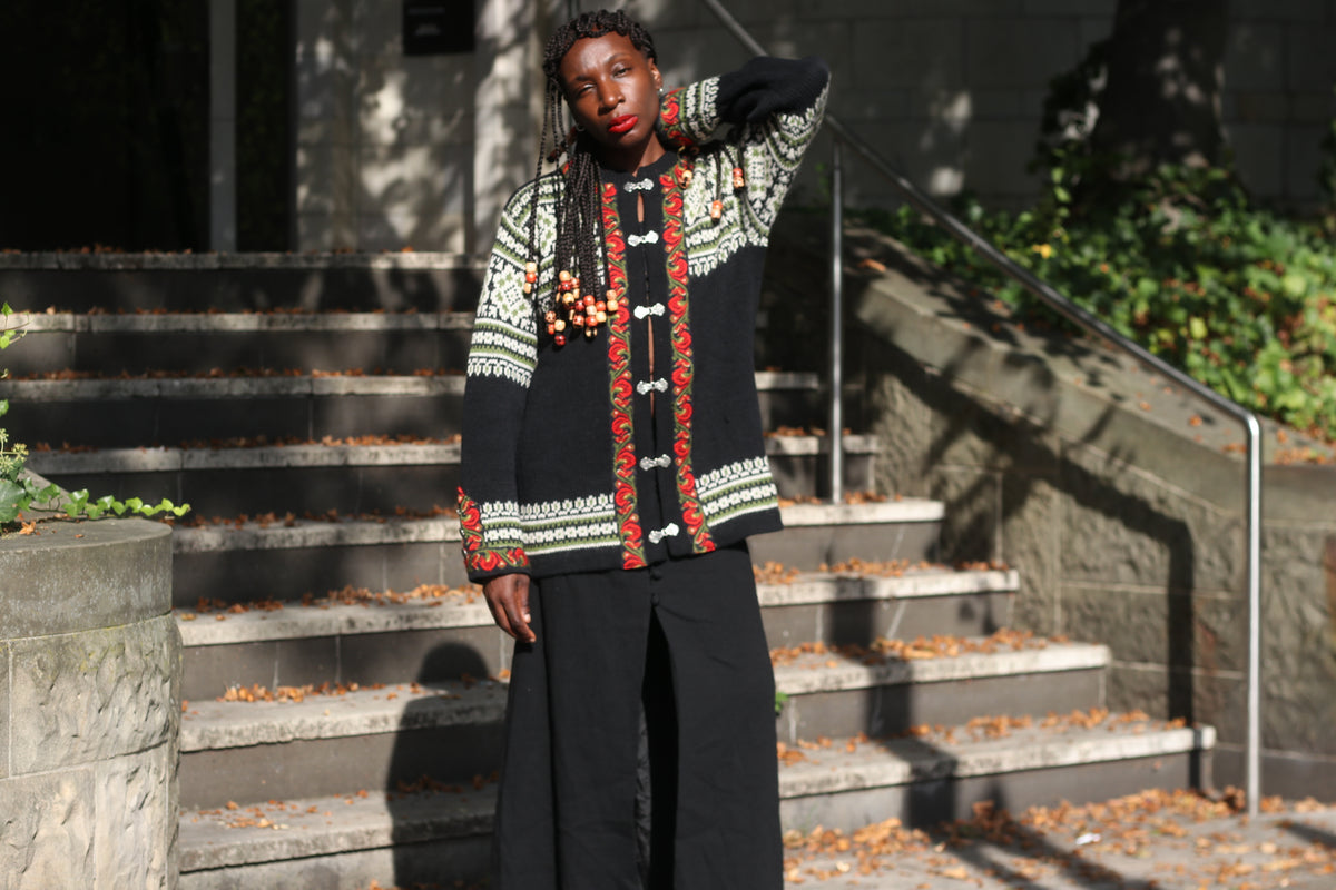 Vintage Norwegian Wool Cardigan | Nordstrikk Folk Knit | L/XL