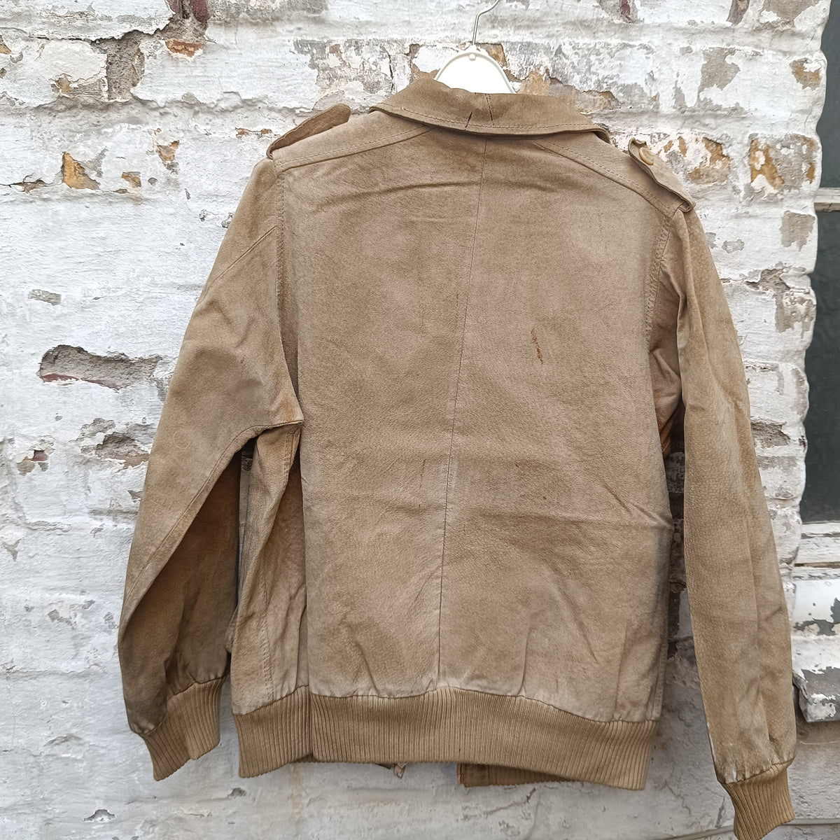 Vintage Suede Leather Bomber Jacket Tan Brown 80s 90s | Size L
